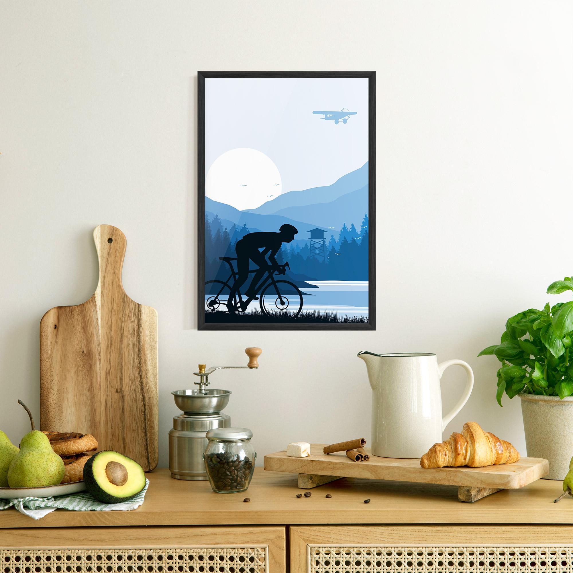 Gerahmte Poster Blue Light Bike mockup 8