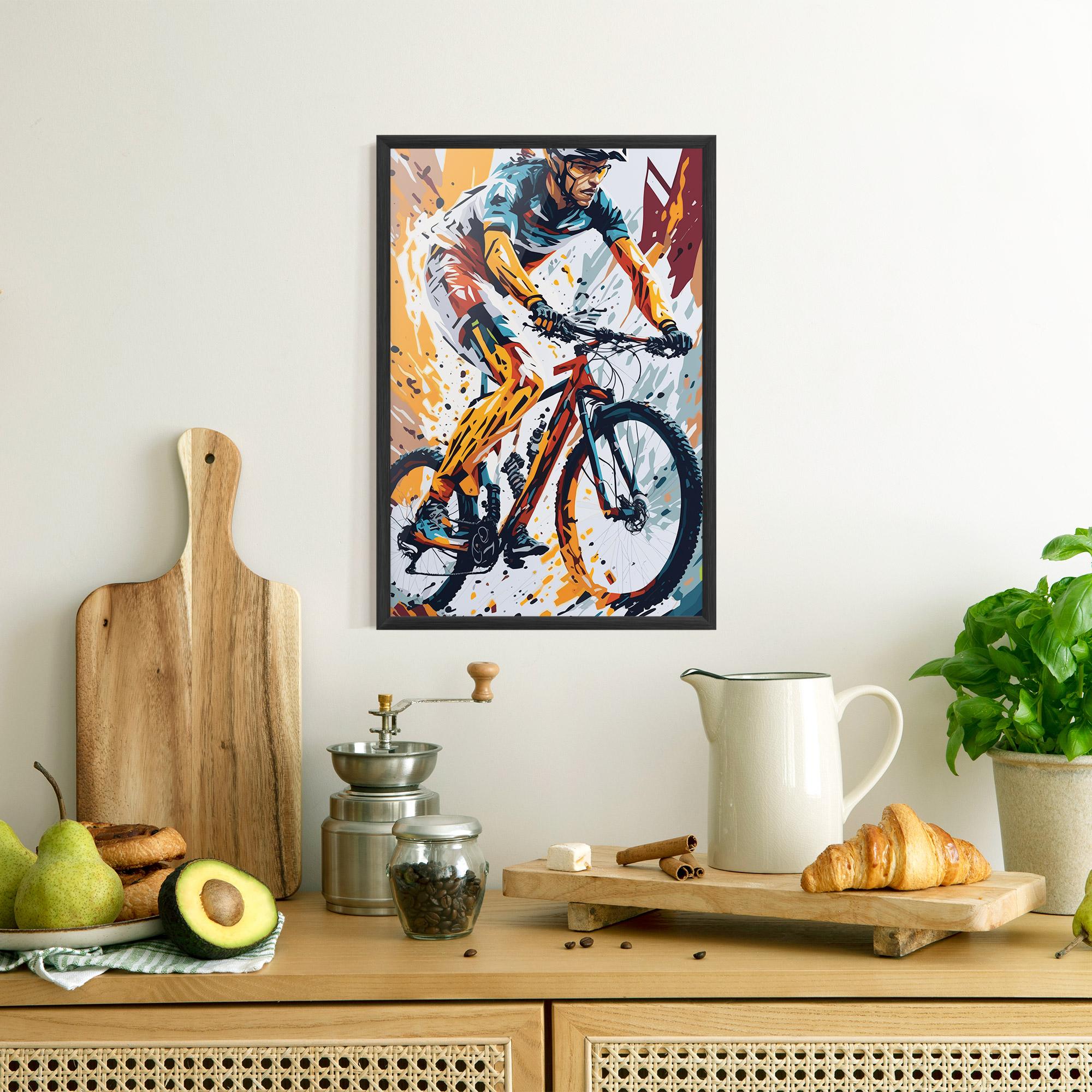 Gerahmte Poster Orange Bike Art mockup 8