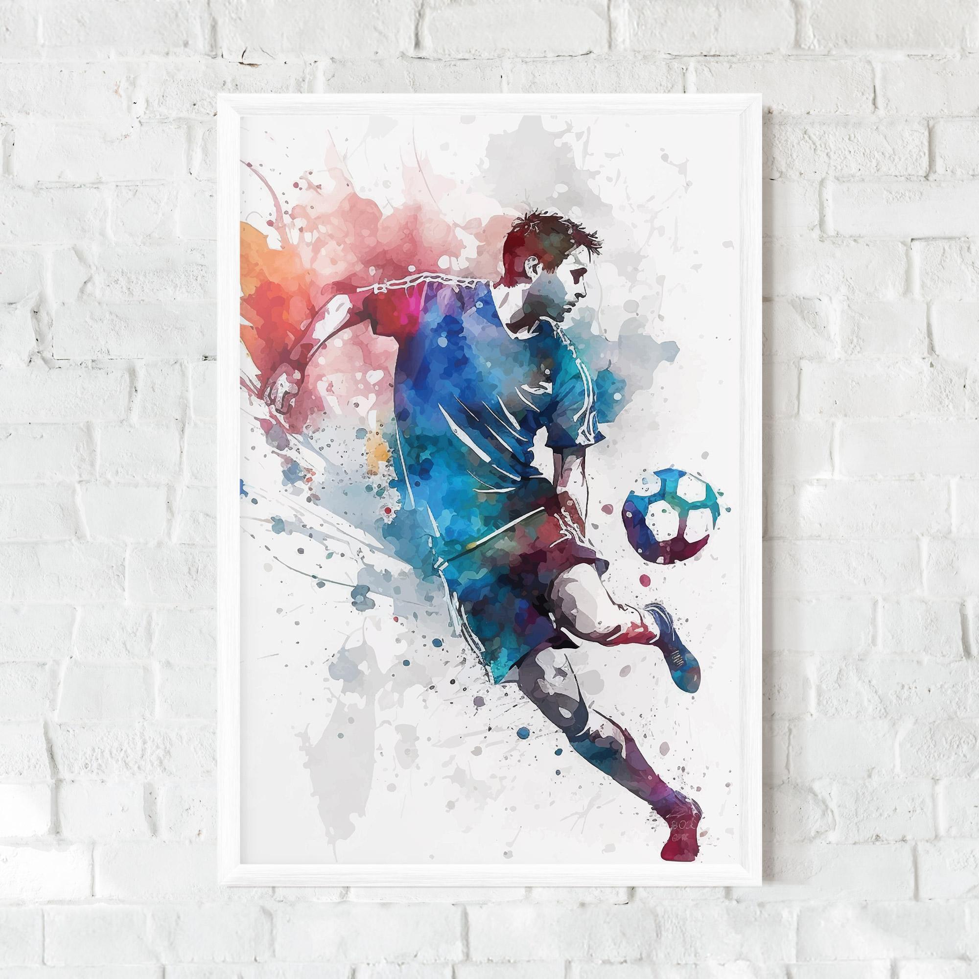Gerahmte Poster Watercolor Football mockup 0