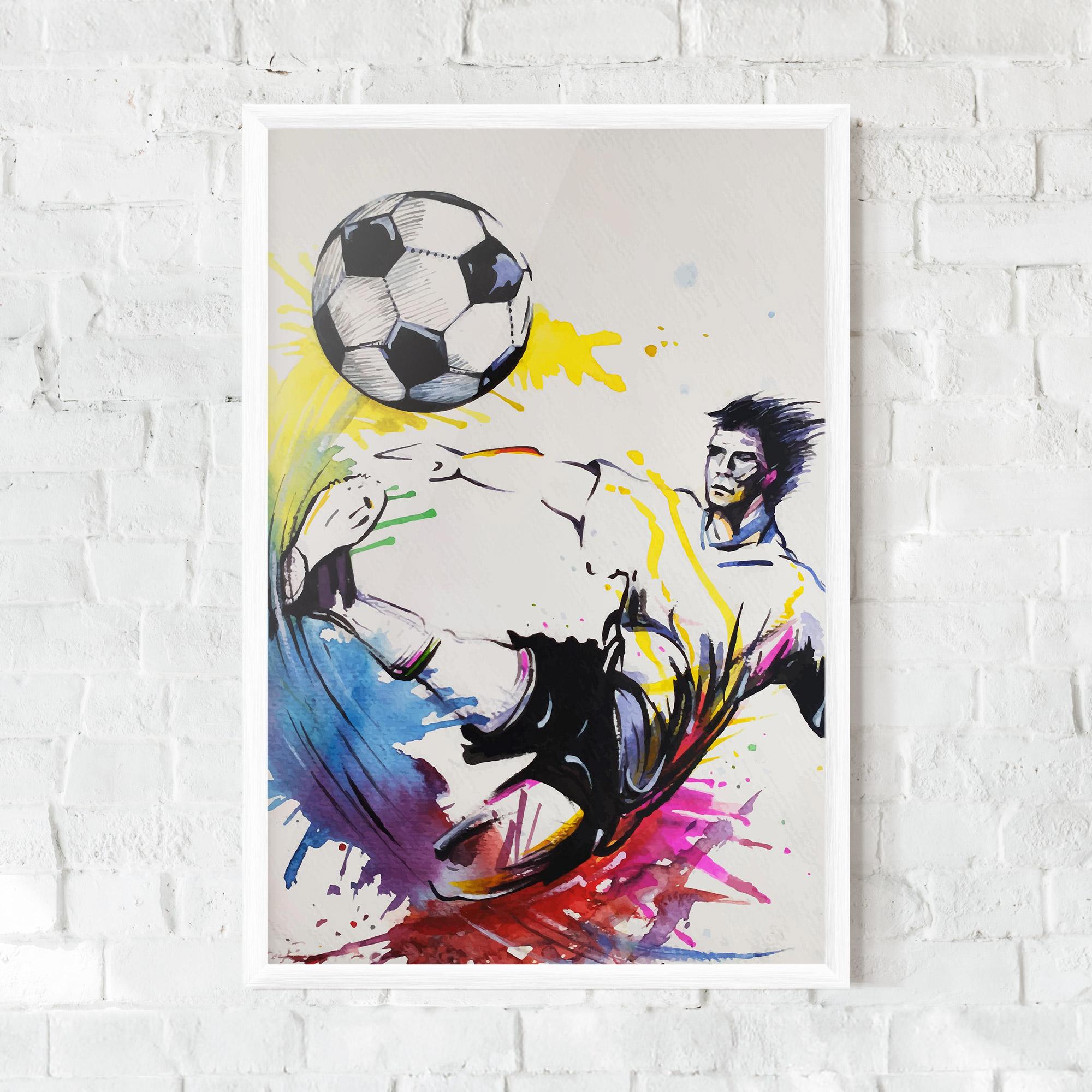 Gerahmte Poster Yellow Art Football mockup 0