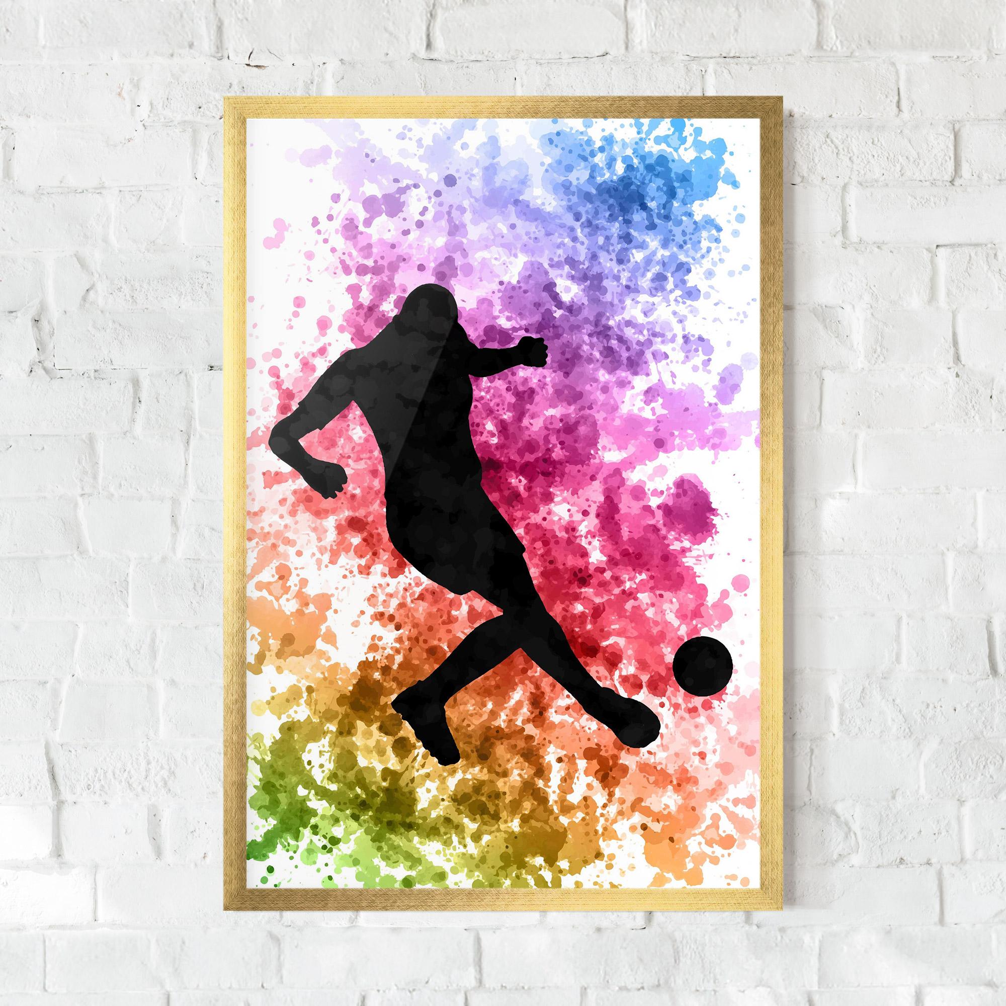 Gerahmte Poster Colorful Art Football mockup 0
