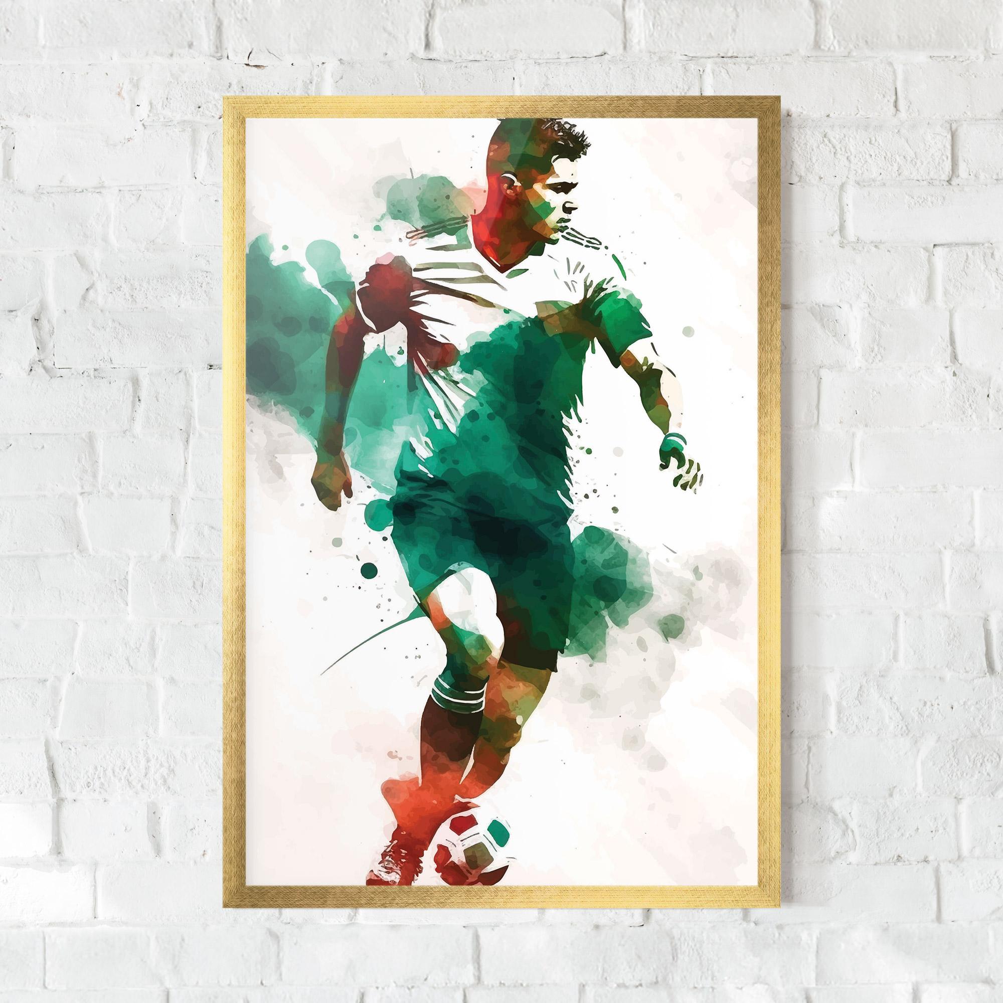 Gerahmte Poster Green Football mockup 0