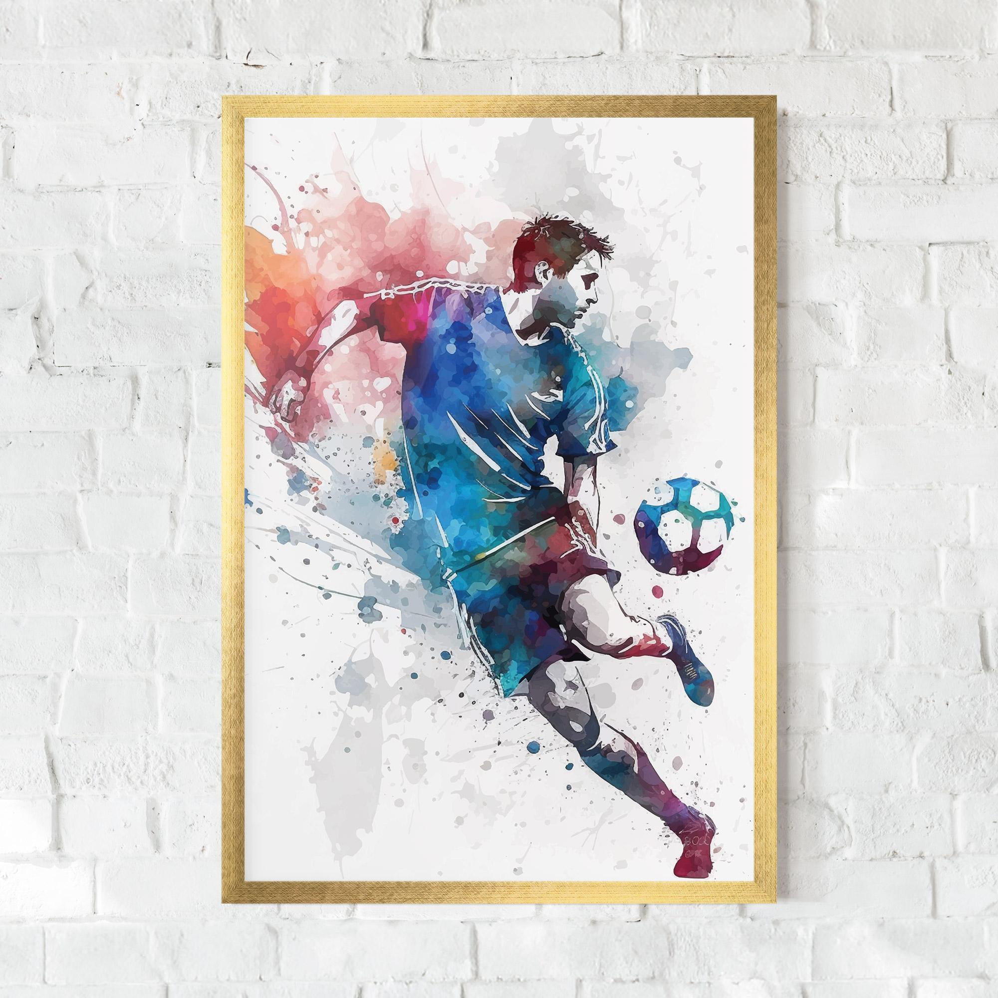 Gerahmte Poster Watercolor Football mockup 0