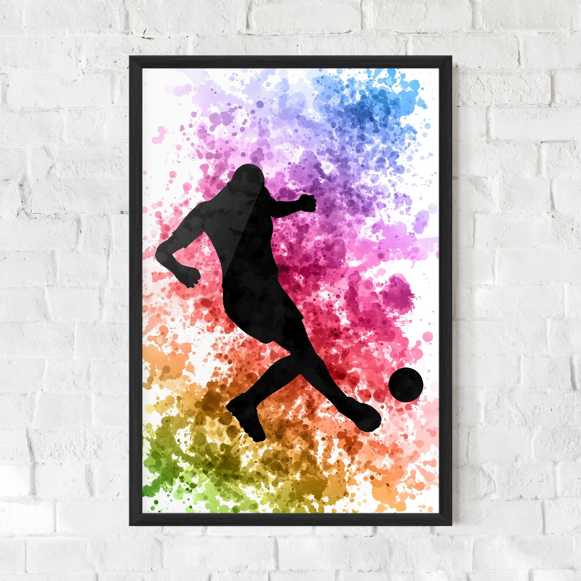 Gerahmte Poster Colorful Art Football mockup 0