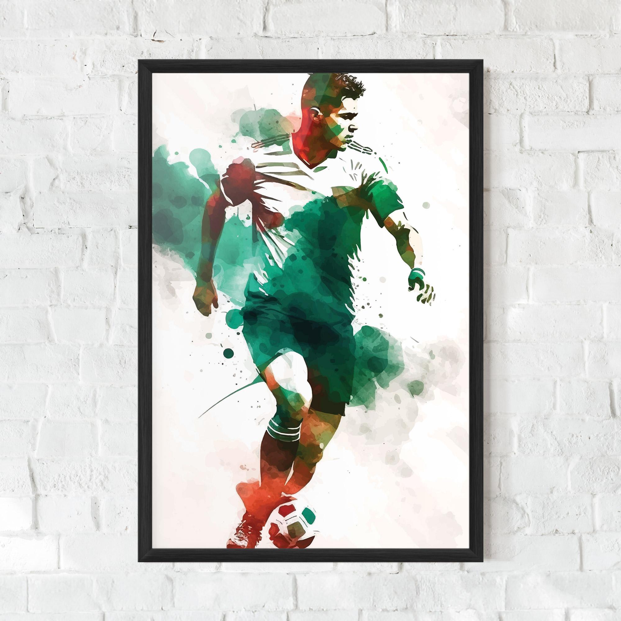 Gerahmte Poster Green Football mockup 0