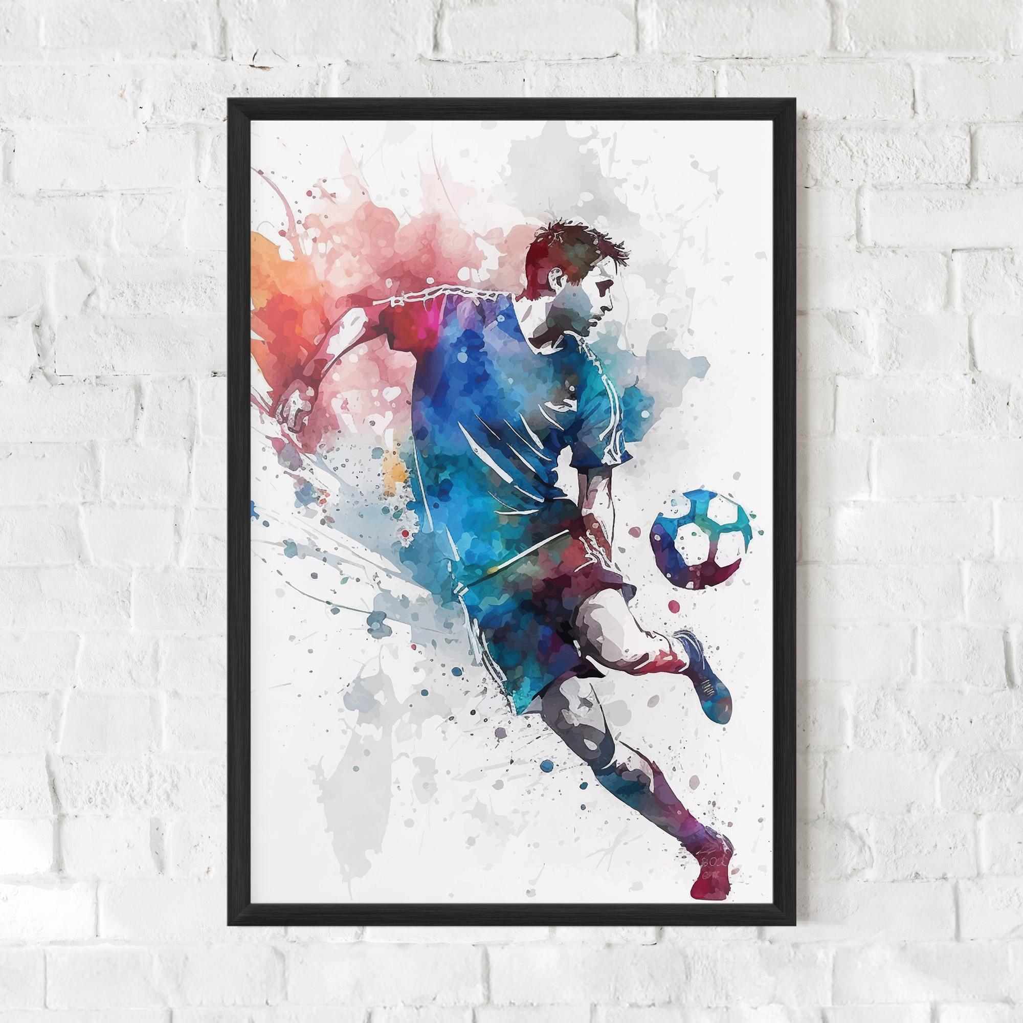Gerahmte Poster Watercolor Football mockup 0