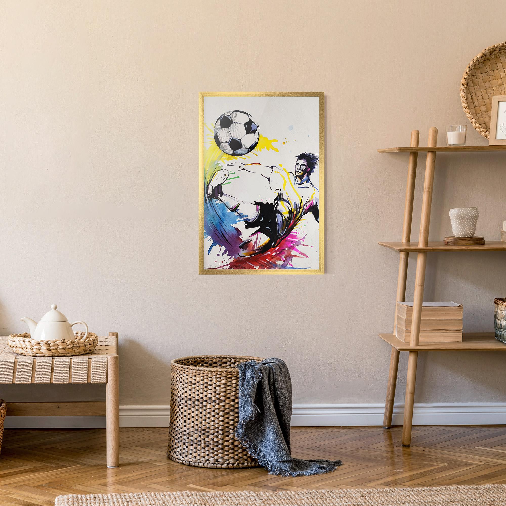 Gerahmte Poster Yellow Art Football mockup 9