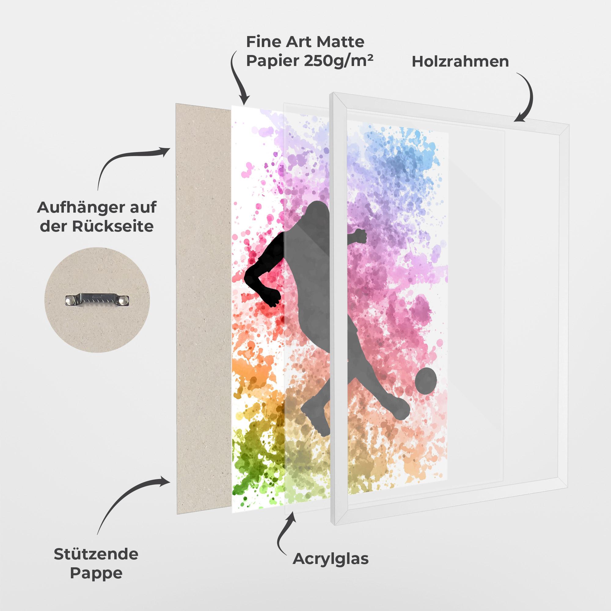 Gerahmte Poster Colorful Art Football mockup 1