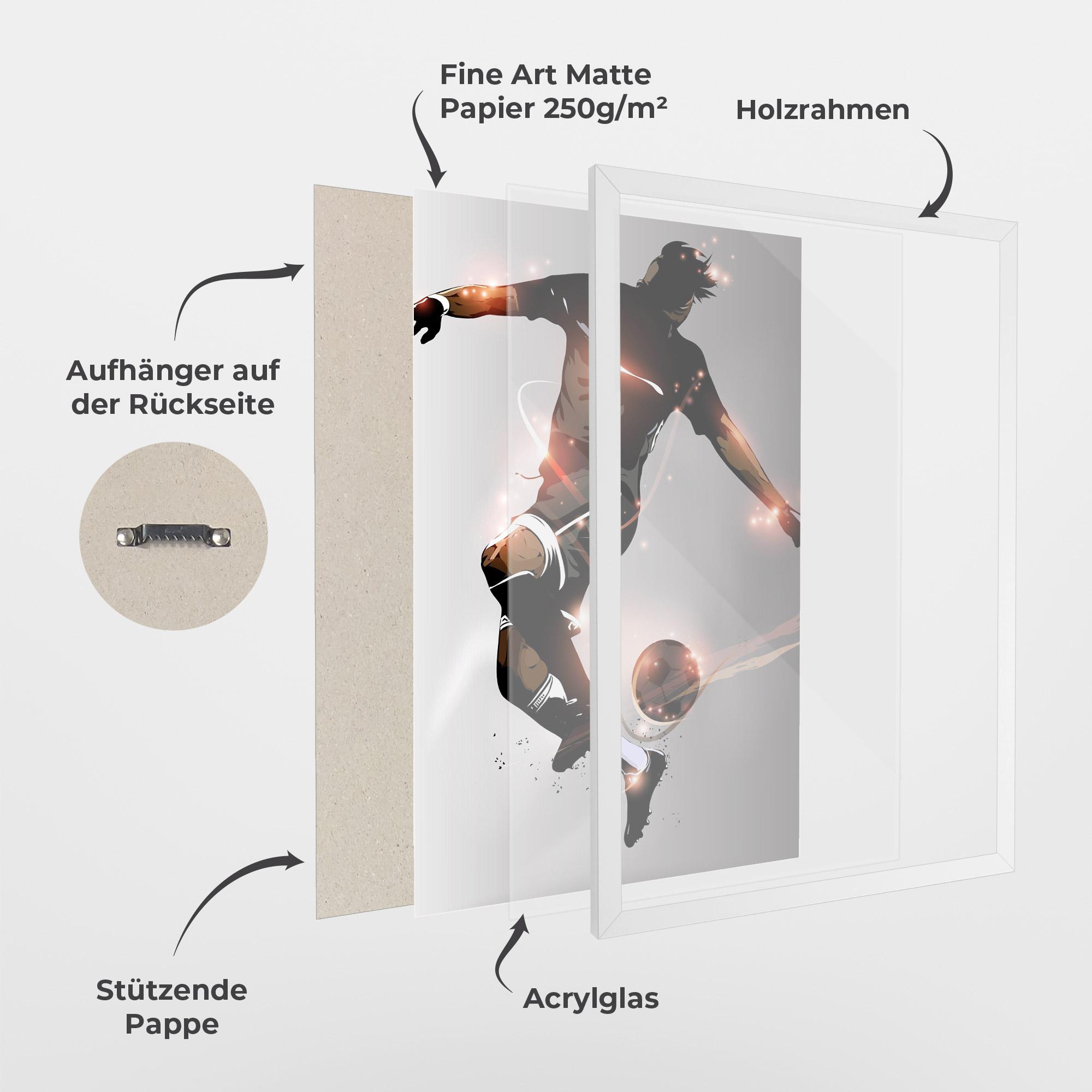 Gerahmte Poster Football Jump mockup 1