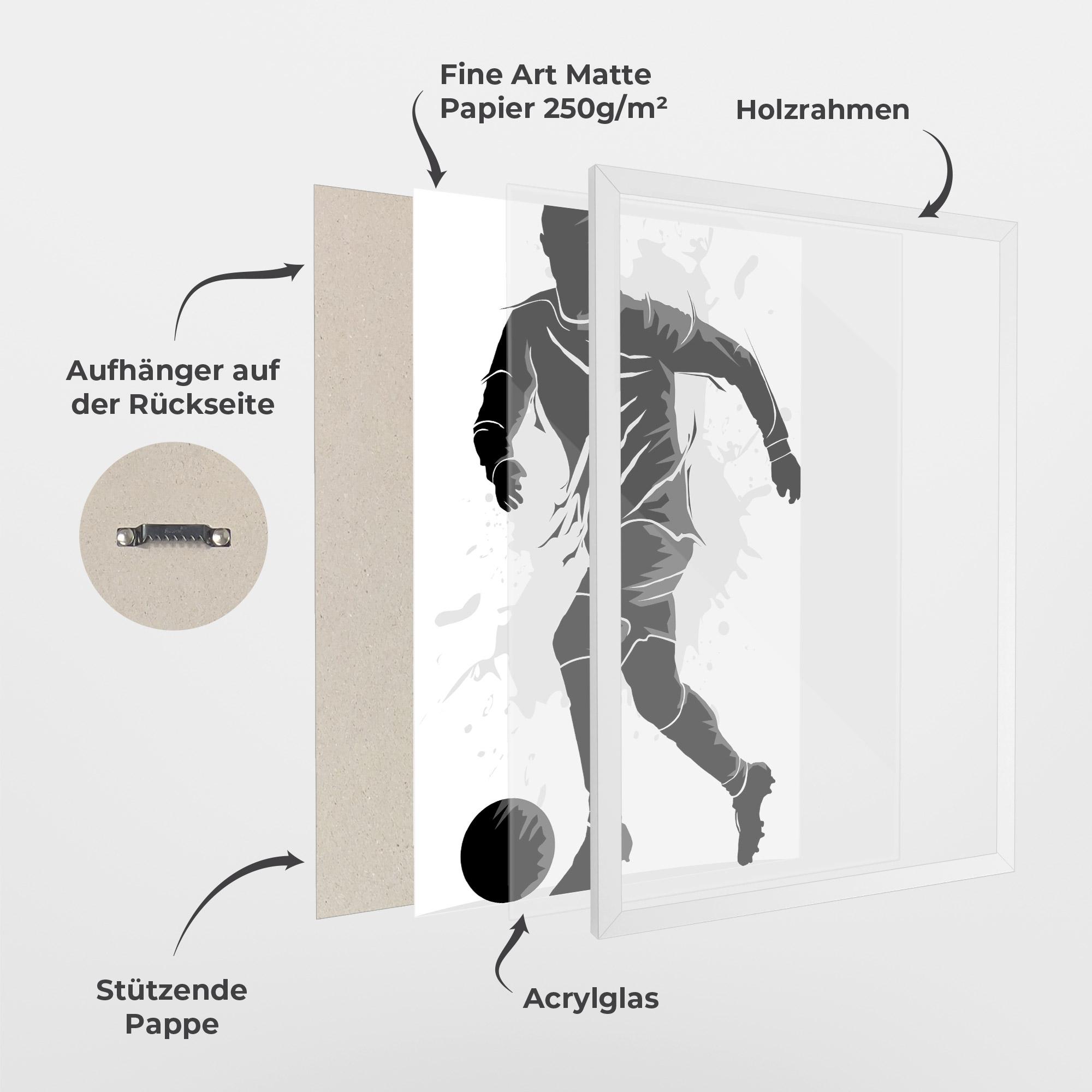 Gerahmte Poster Football Shadow mockup 1