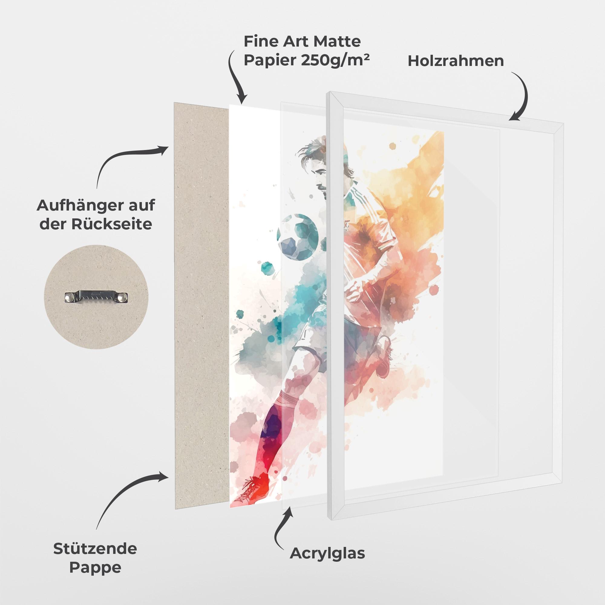 Gerahmte Poster Football Watercolor mockup 1