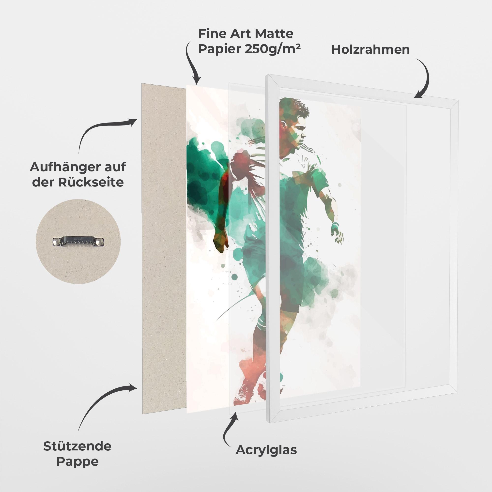 Gerahmte Poster Green Football mockup 1