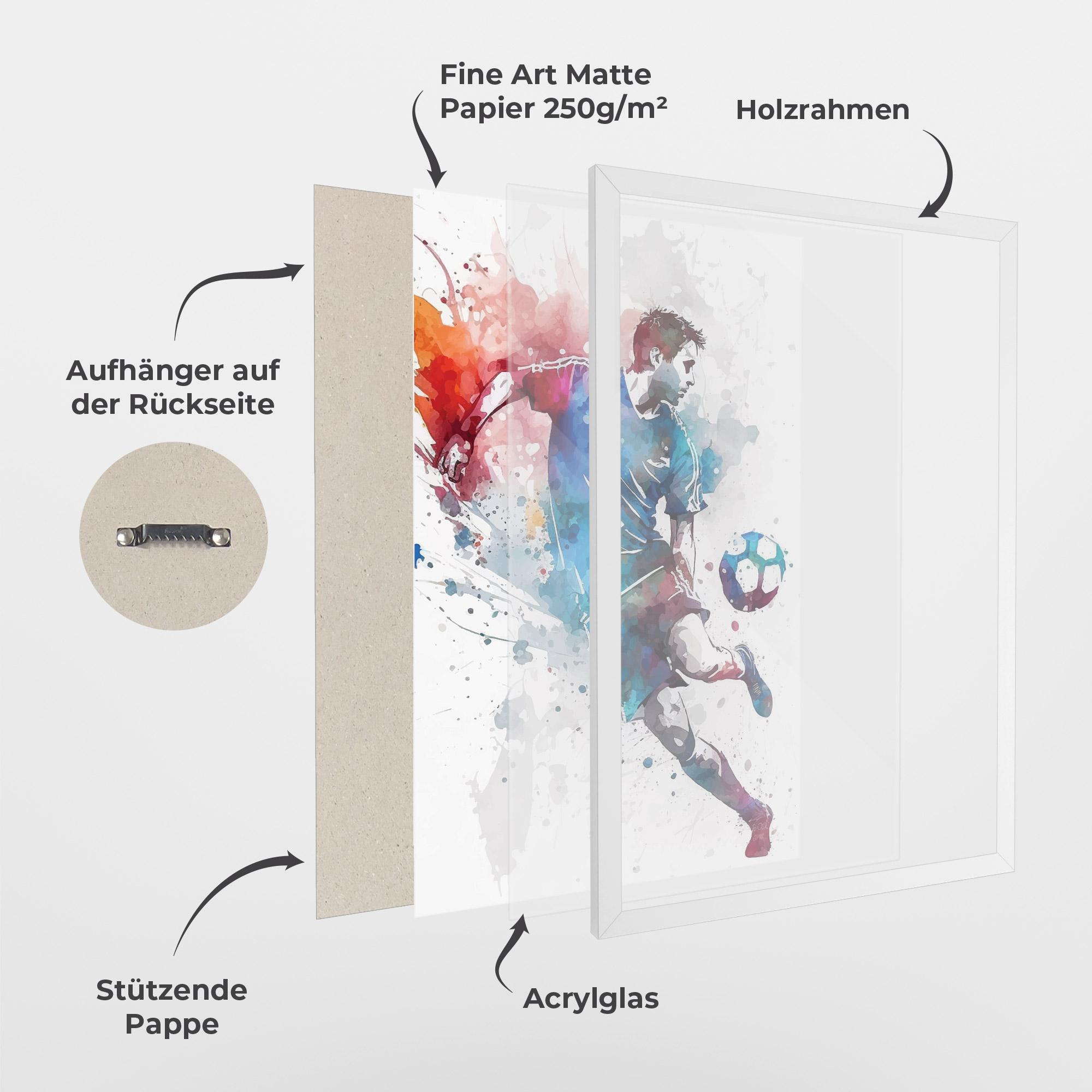 Gerahmte Poster Watercolor Football mockup 1