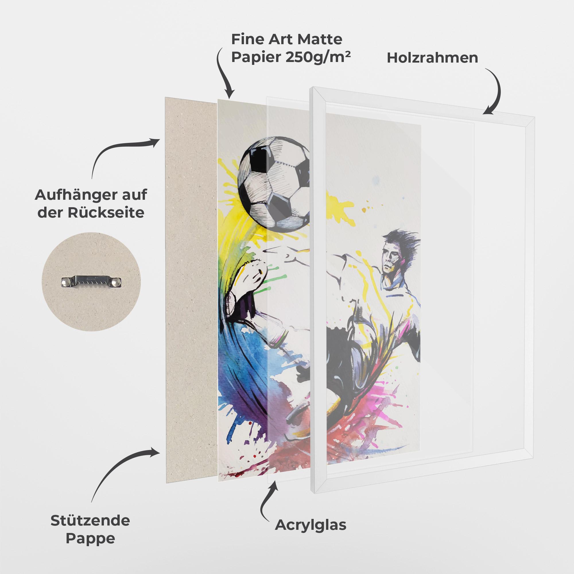 Gerahmte Poster Yellow Art Football mockup 1