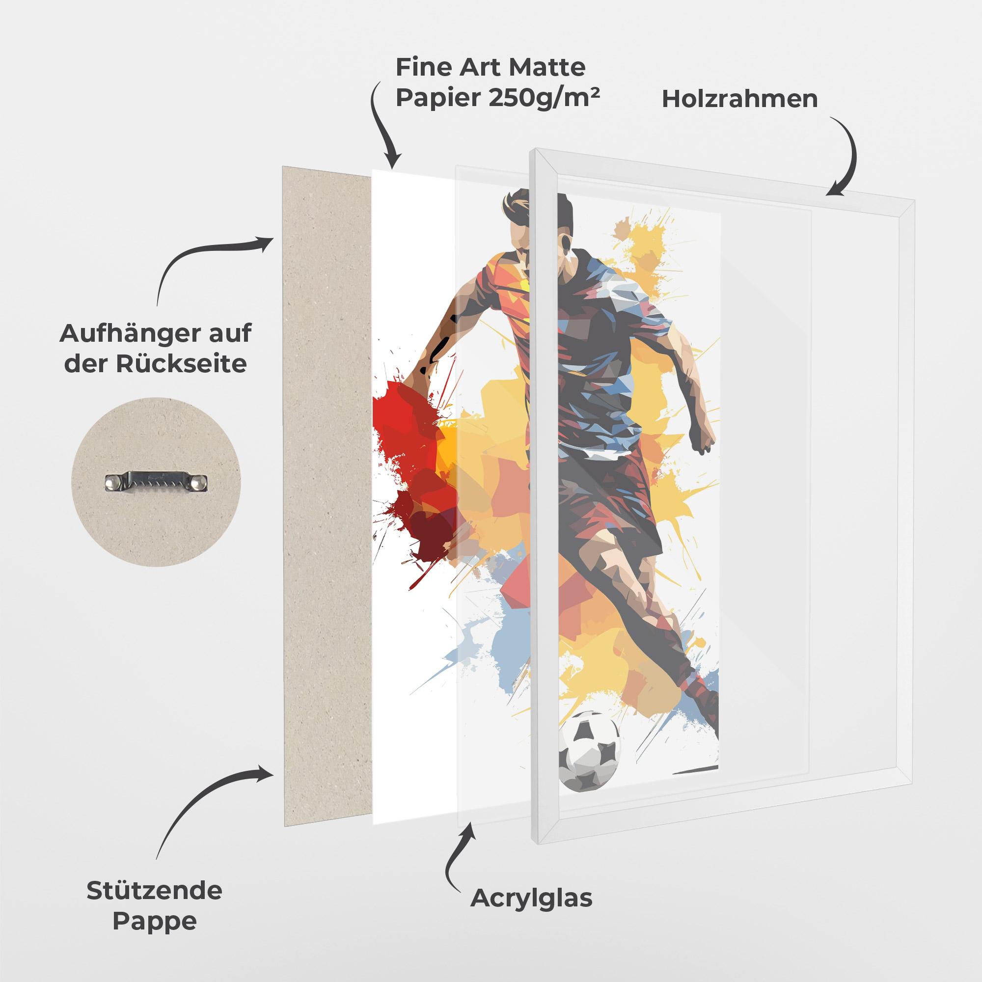 Gerahmte Poster Yellow Paint Football mockup 1