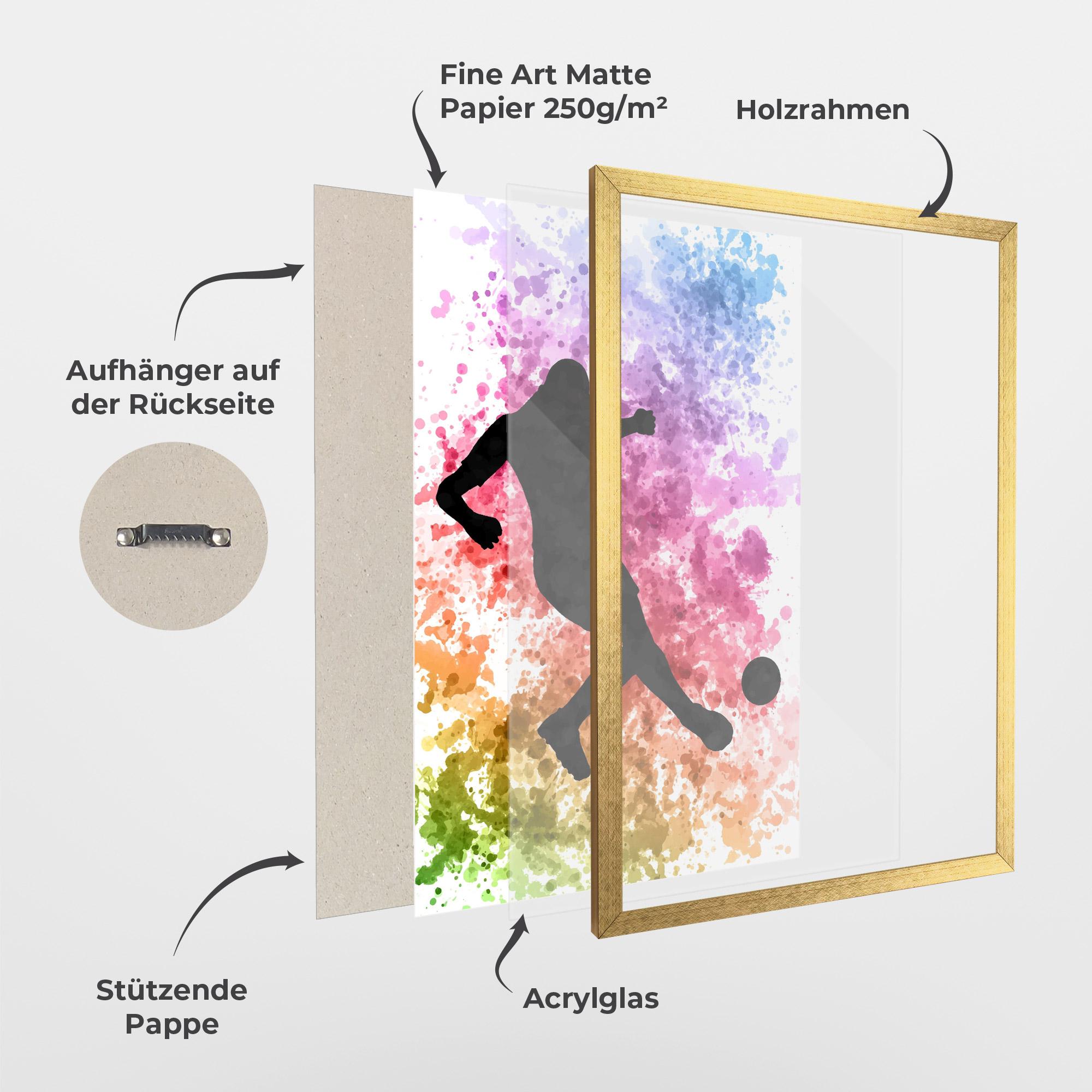 Gerahmte Poster Colorful Art Football mockup 1