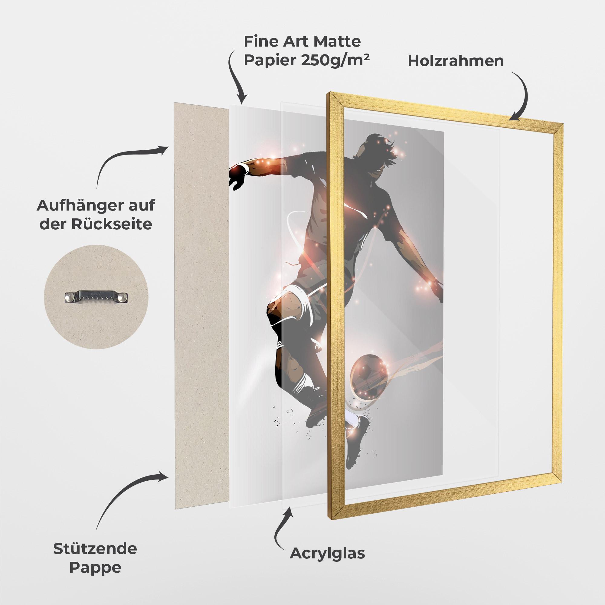 Gerahmte Poster Football Jump mockup 1