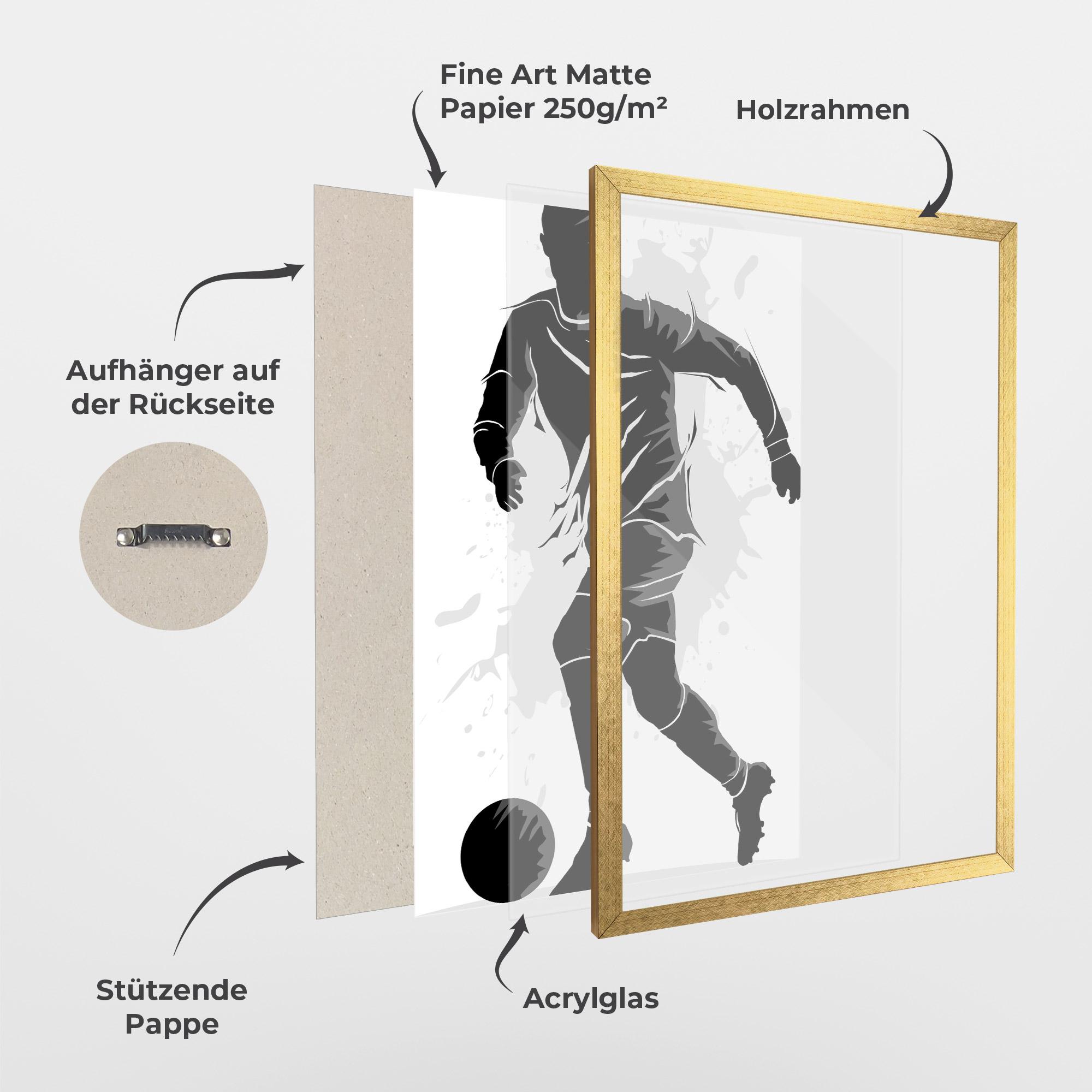 Gerahmte Poster Football Shadow mockup 1