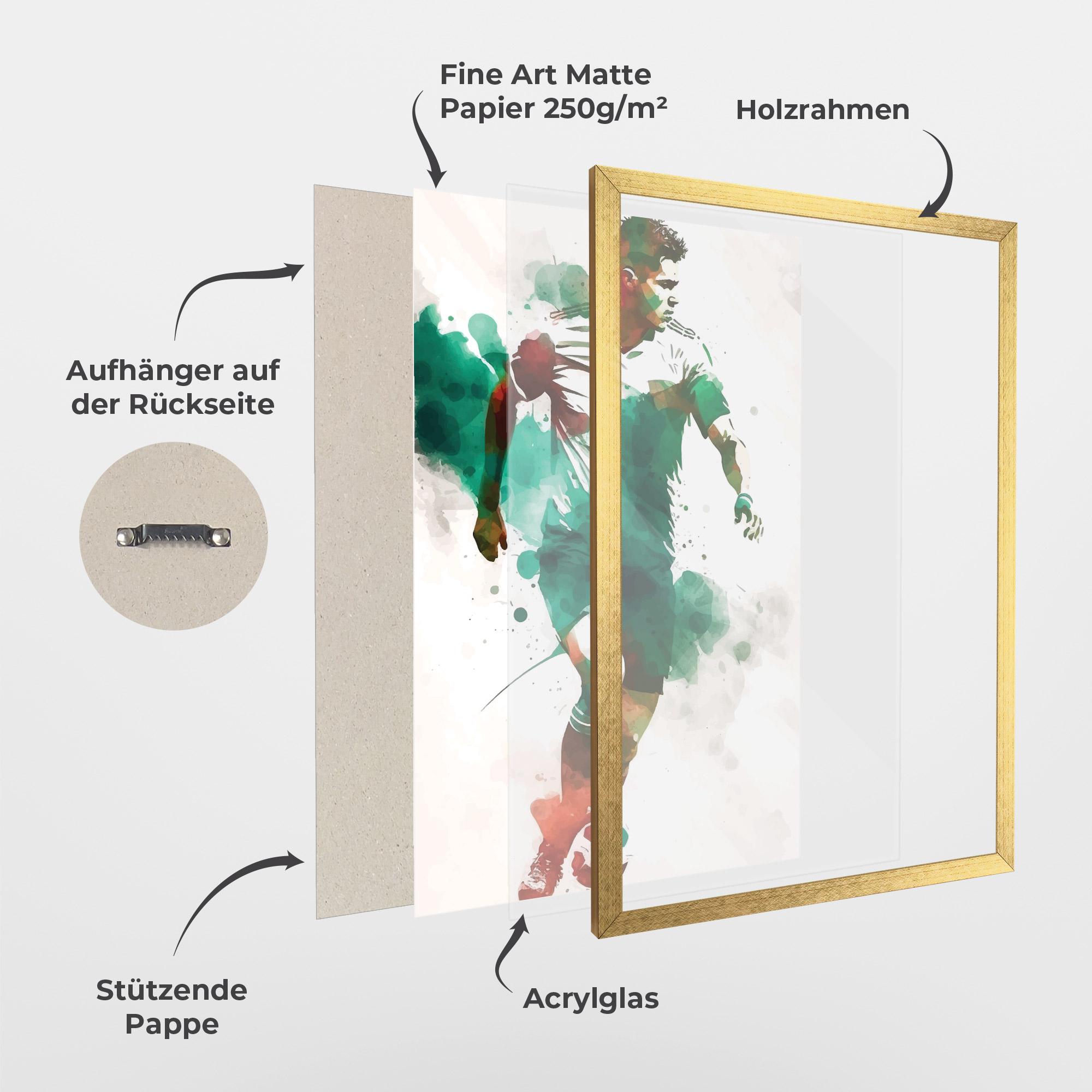 Gerahmte Poster Green Football mockup 1