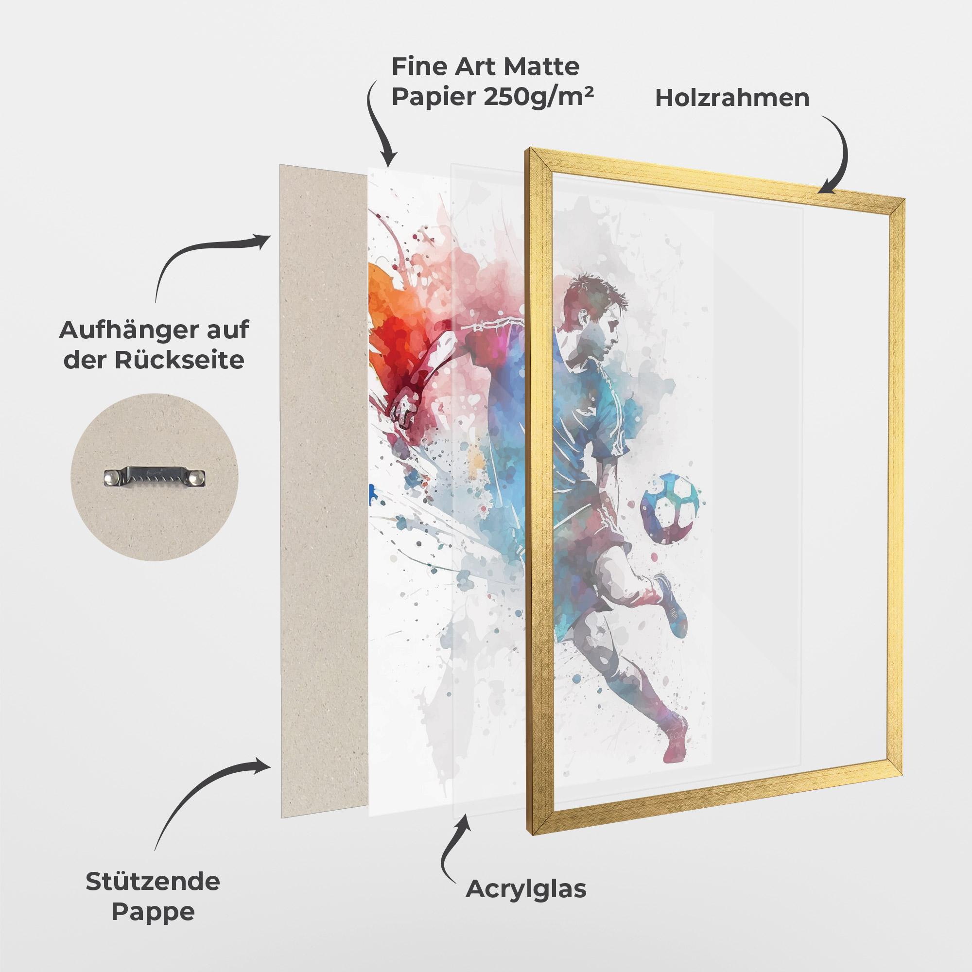 Gerahmte Poster Watercolor Football mockup 1