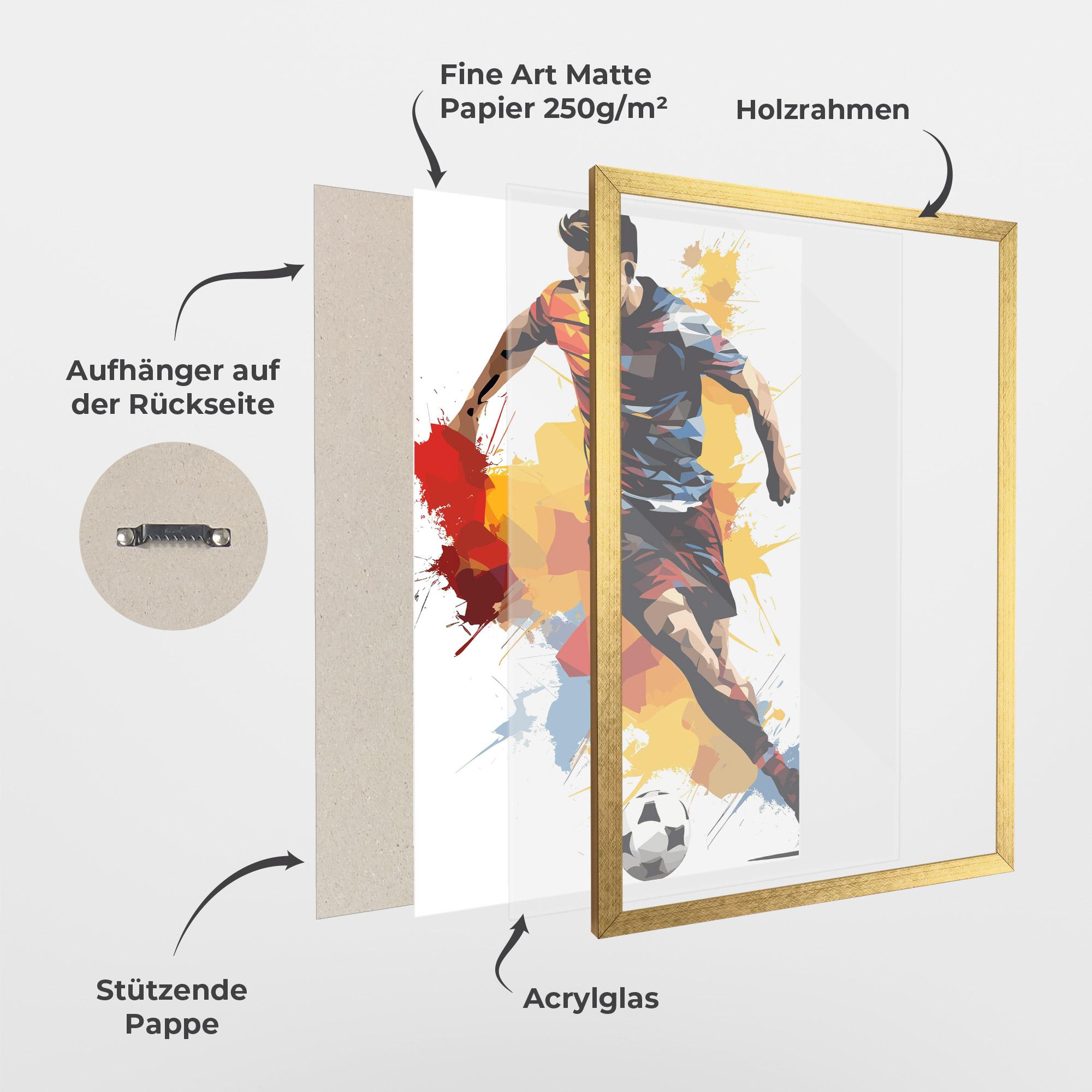 Gerahmte Poster Yellow Paint Football mockup 1
