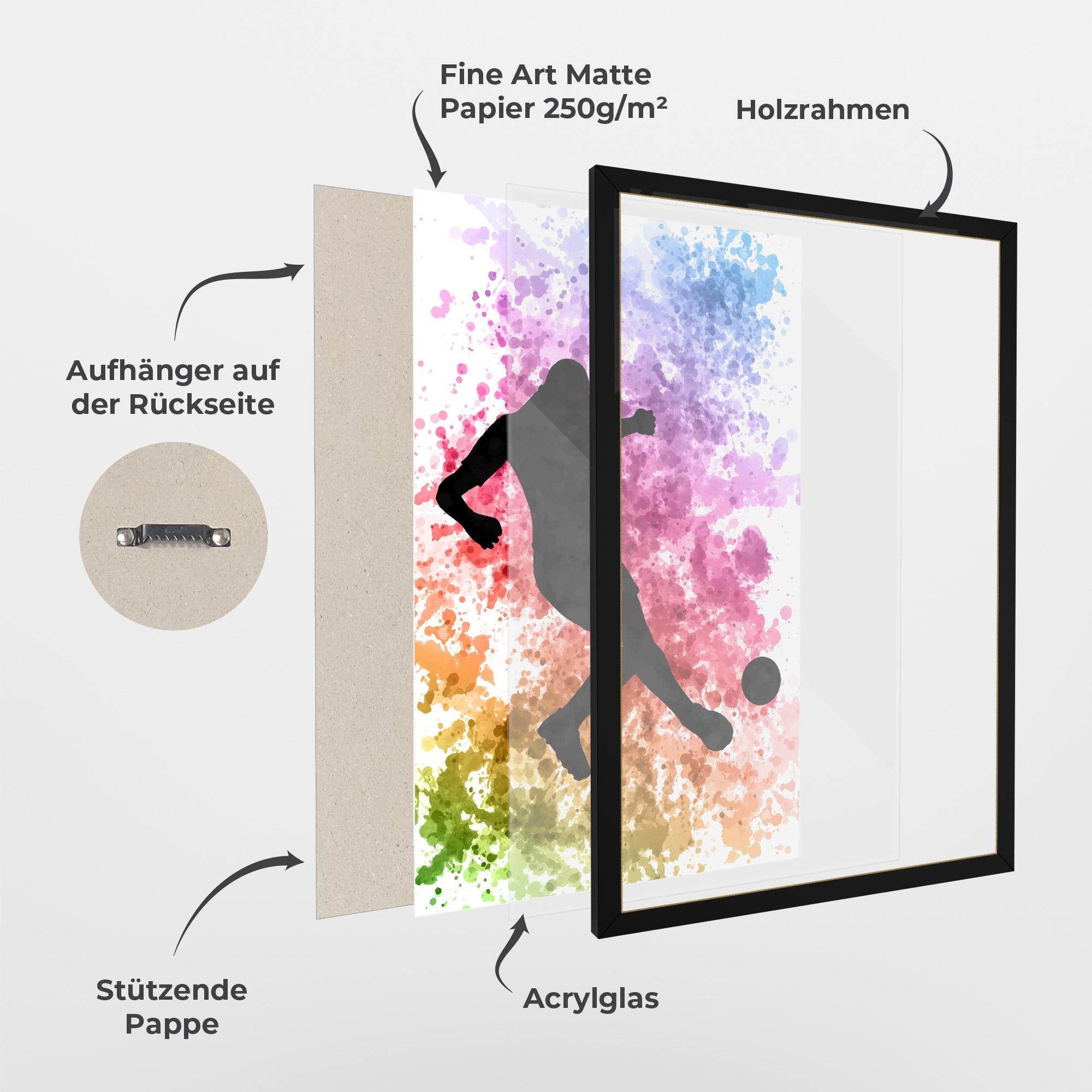 Gerahmte Poster Colorful Art Football mockup 1