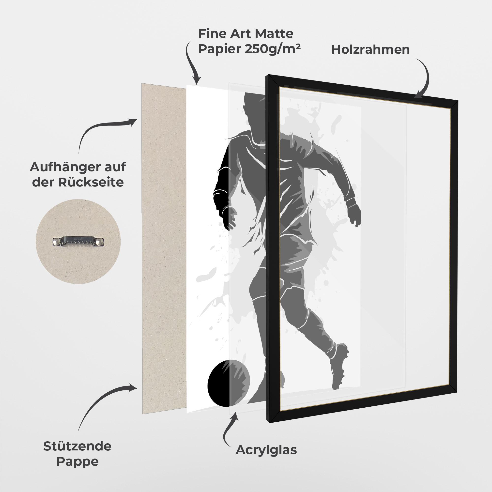 Gerahmte Poster Football Shadow mockup 1