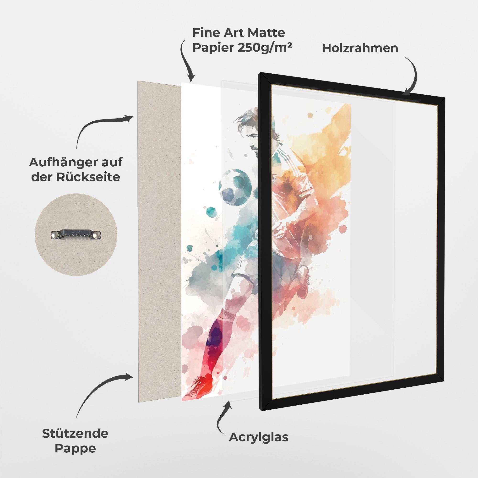 Gerahmte Poster Football Watercolor mockup 1