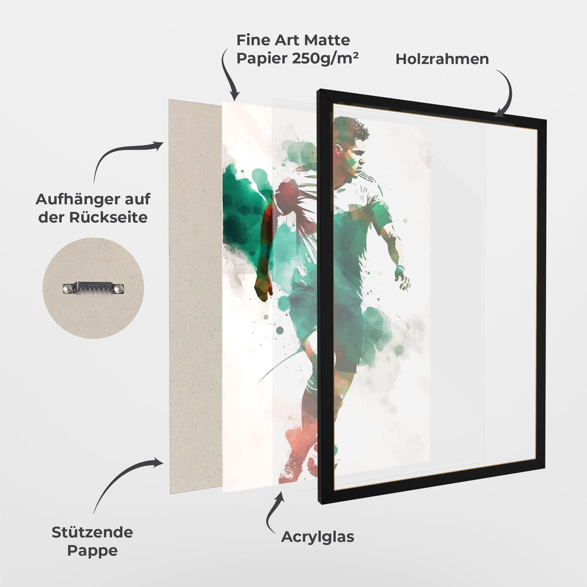 Gerahmte Poster Green Football mockup 1