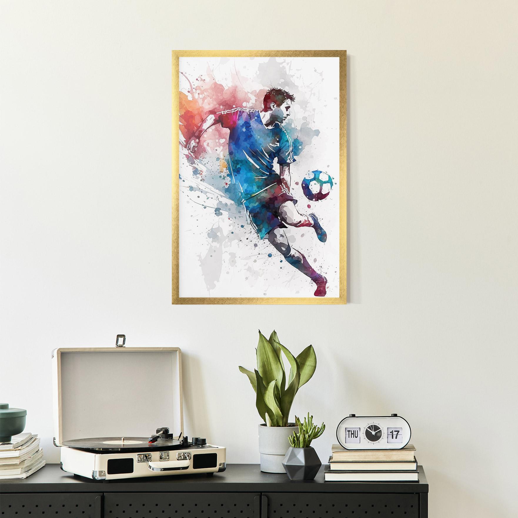 Gerahmte Poster Watercolor Football mockup 2