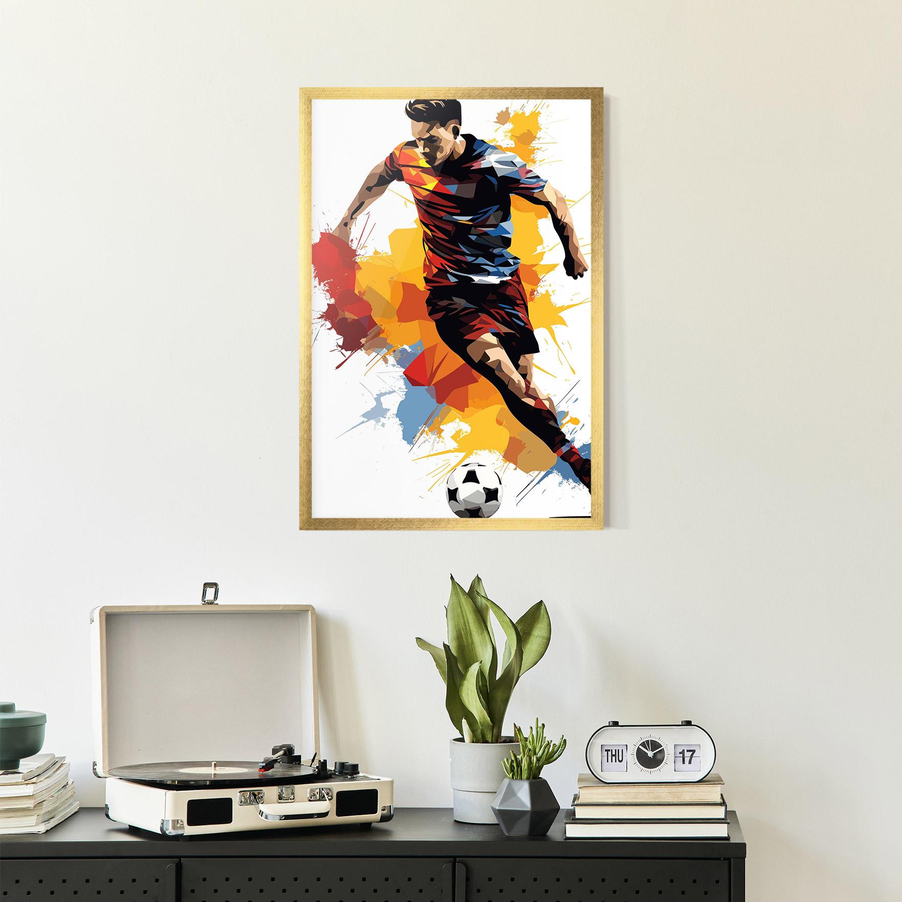 Gerahmte Poster Yellow Paint Football mockup 2