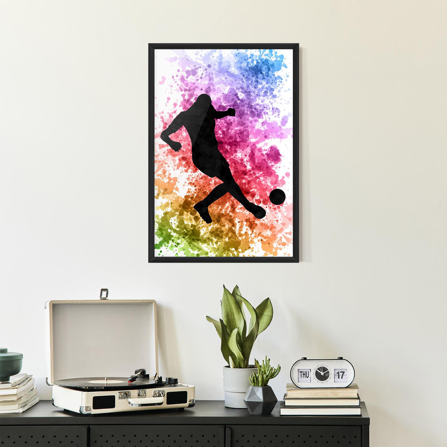 Gerahmte Poster Colorful Art Football mockup 2