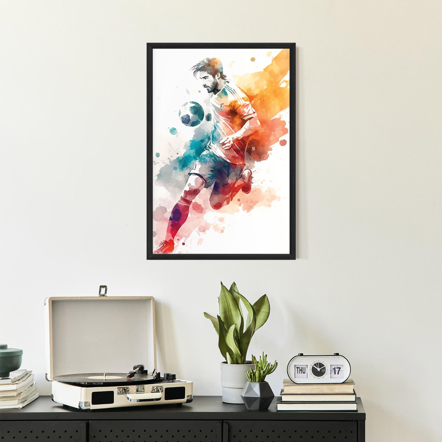 Gerahmte Poster Football Watercolor mockup 2