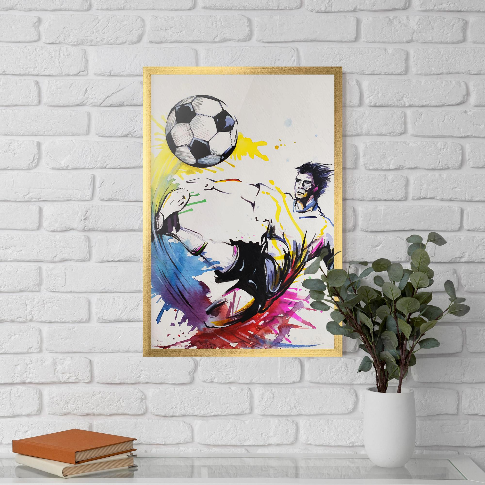 Gerahmte Poster Yellow Art Football mockup 5