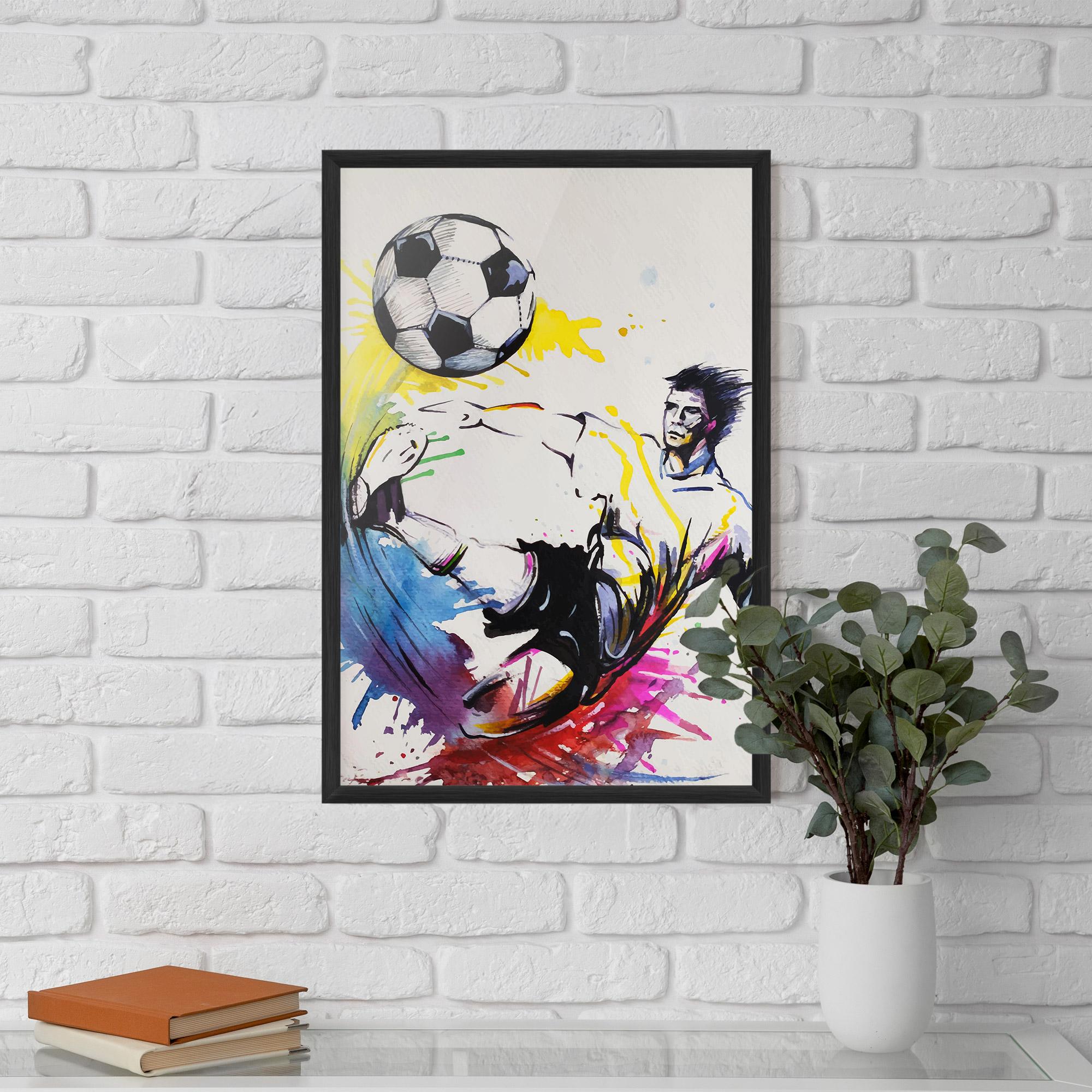 Gerahmte Poster Yellow Art Football mockup 5