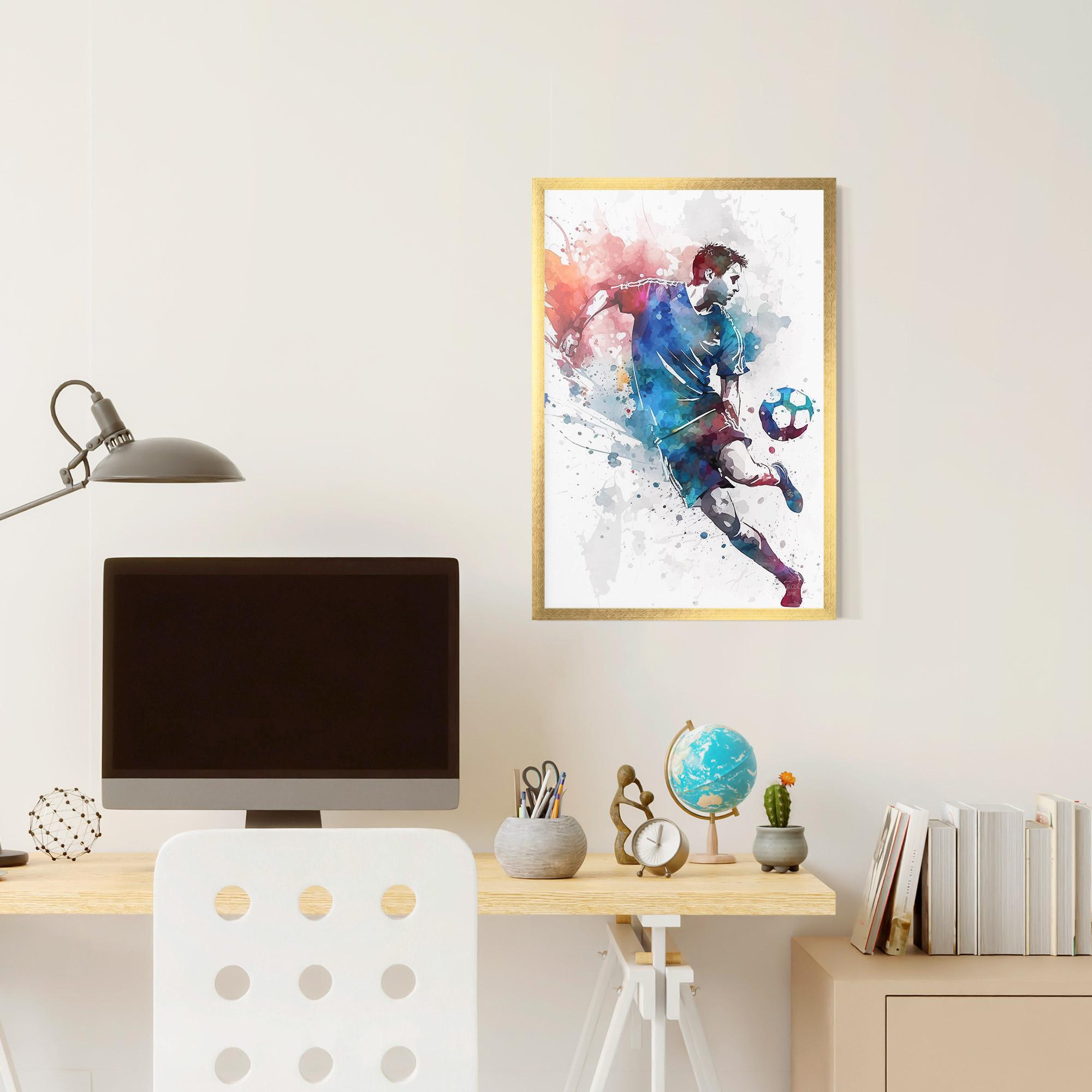 Gerahmte Poster Watercolor Football mockup 6