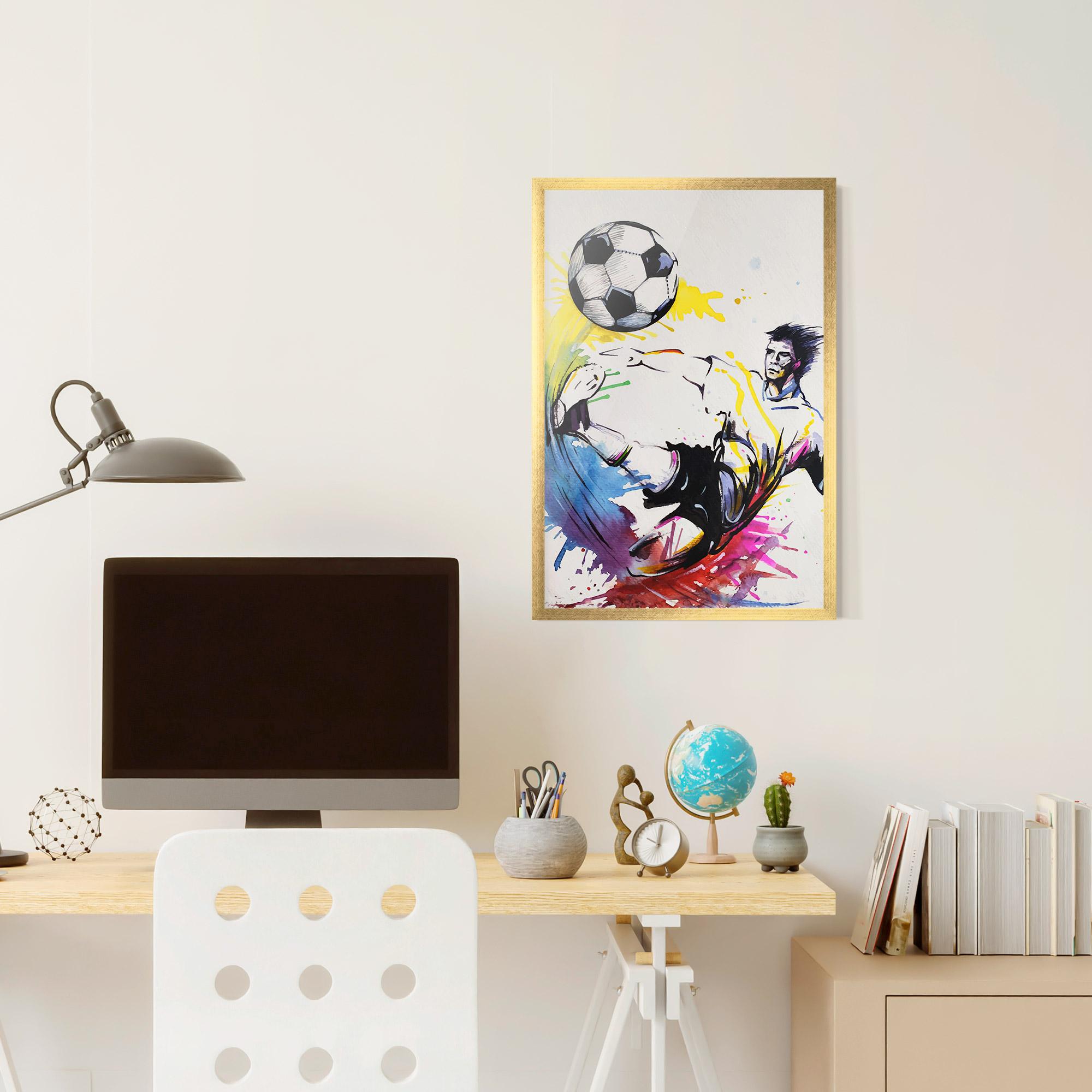 Gerahmte Poster Yellow Art Football mockup 6