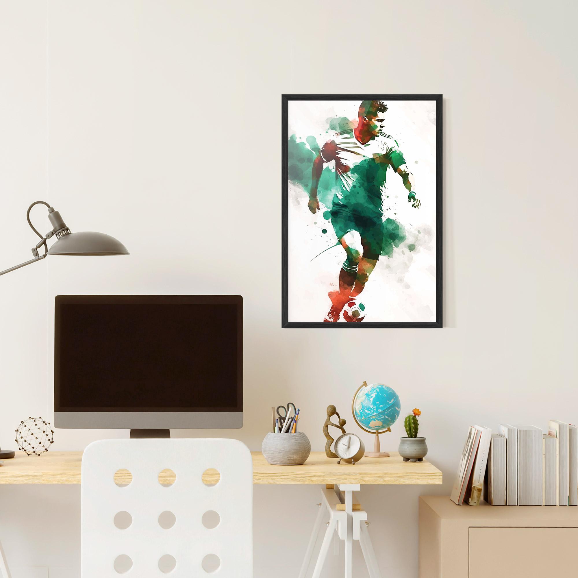 Gerahmte Poster Green Football mockup 6