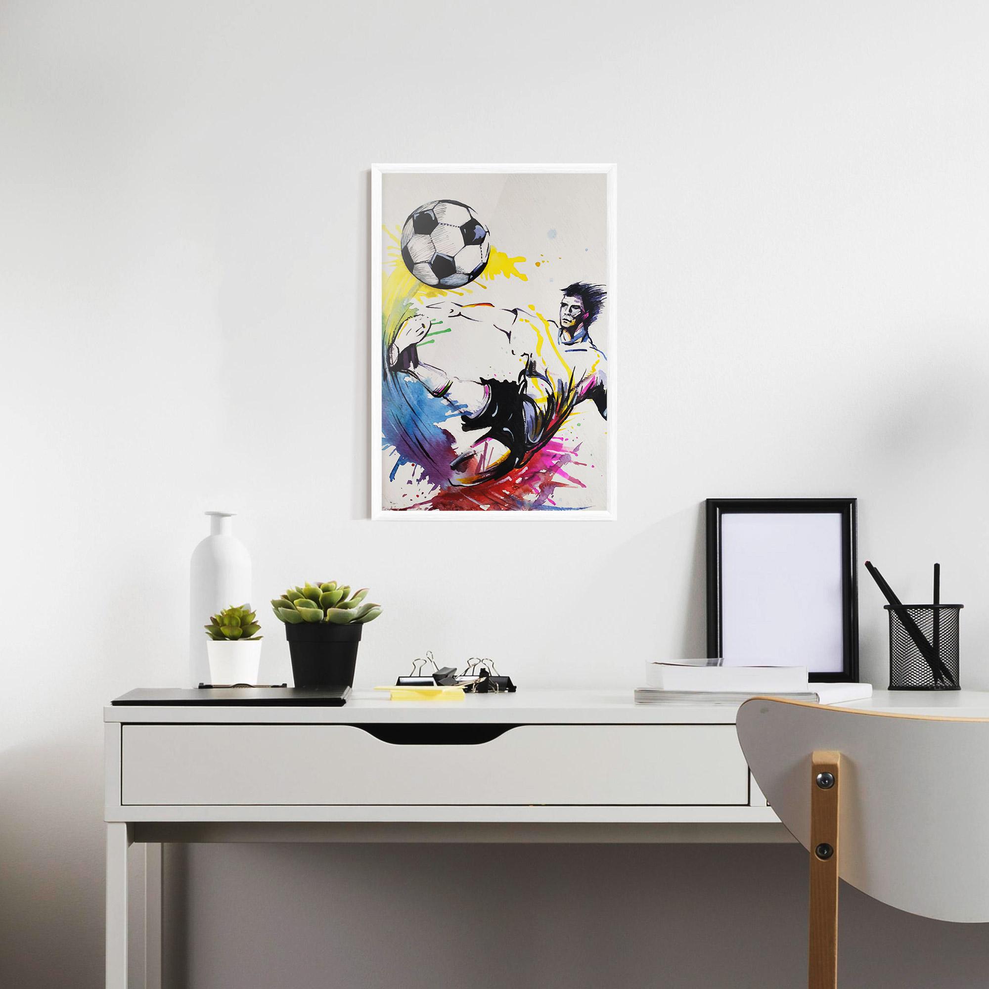 Gerahmte Poster Yellow Art Football mockup 7