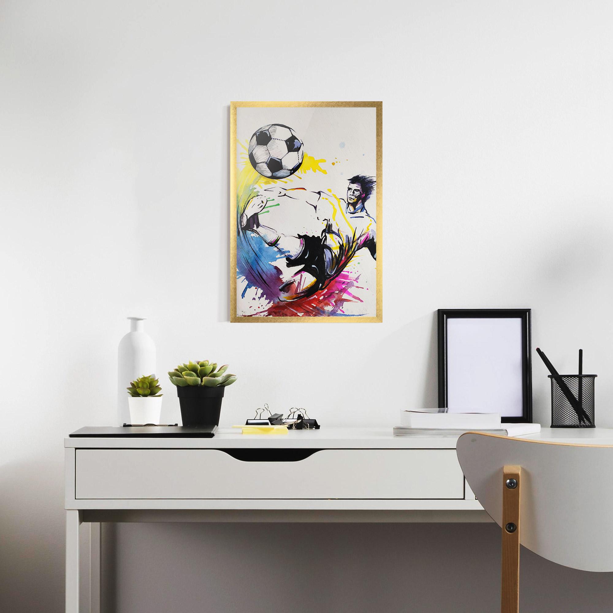 Gerahmte Poster Yellow Art Football mockup 7