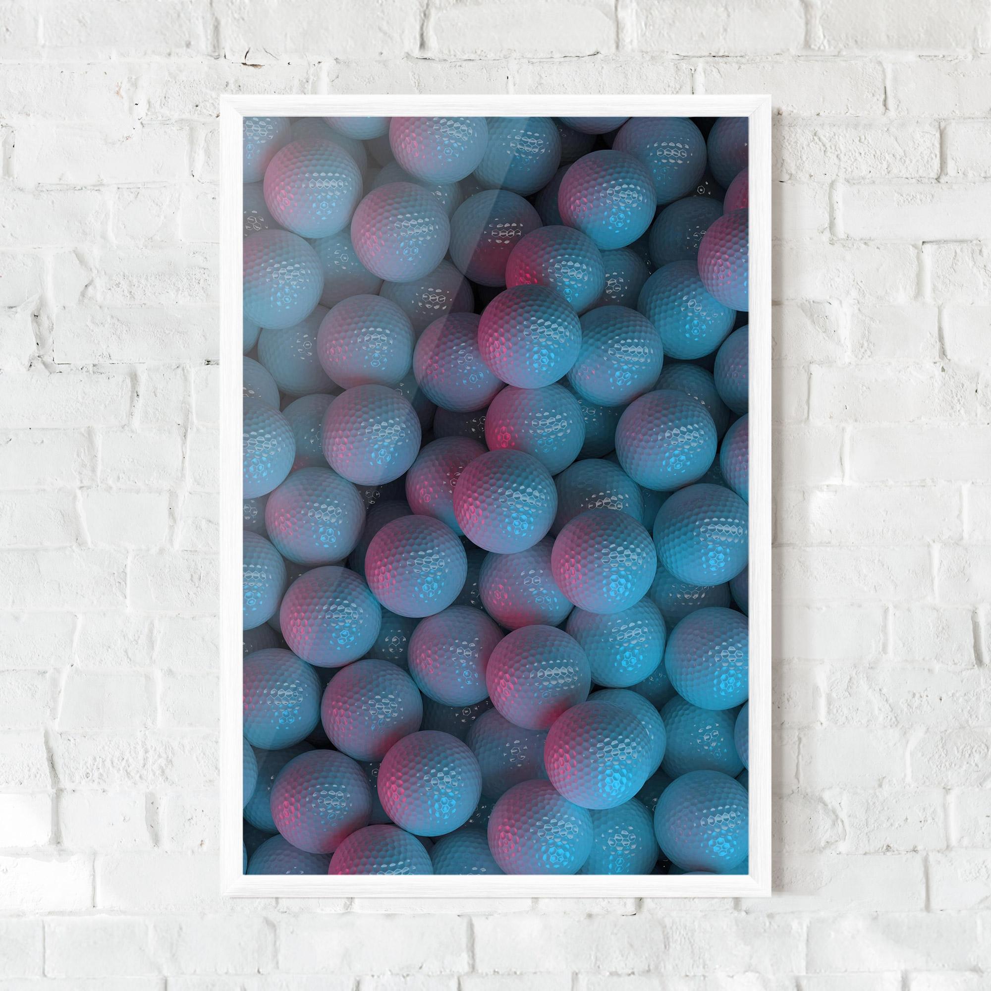 Gerahmte Poster Blue Light Golf Ball mockup 0