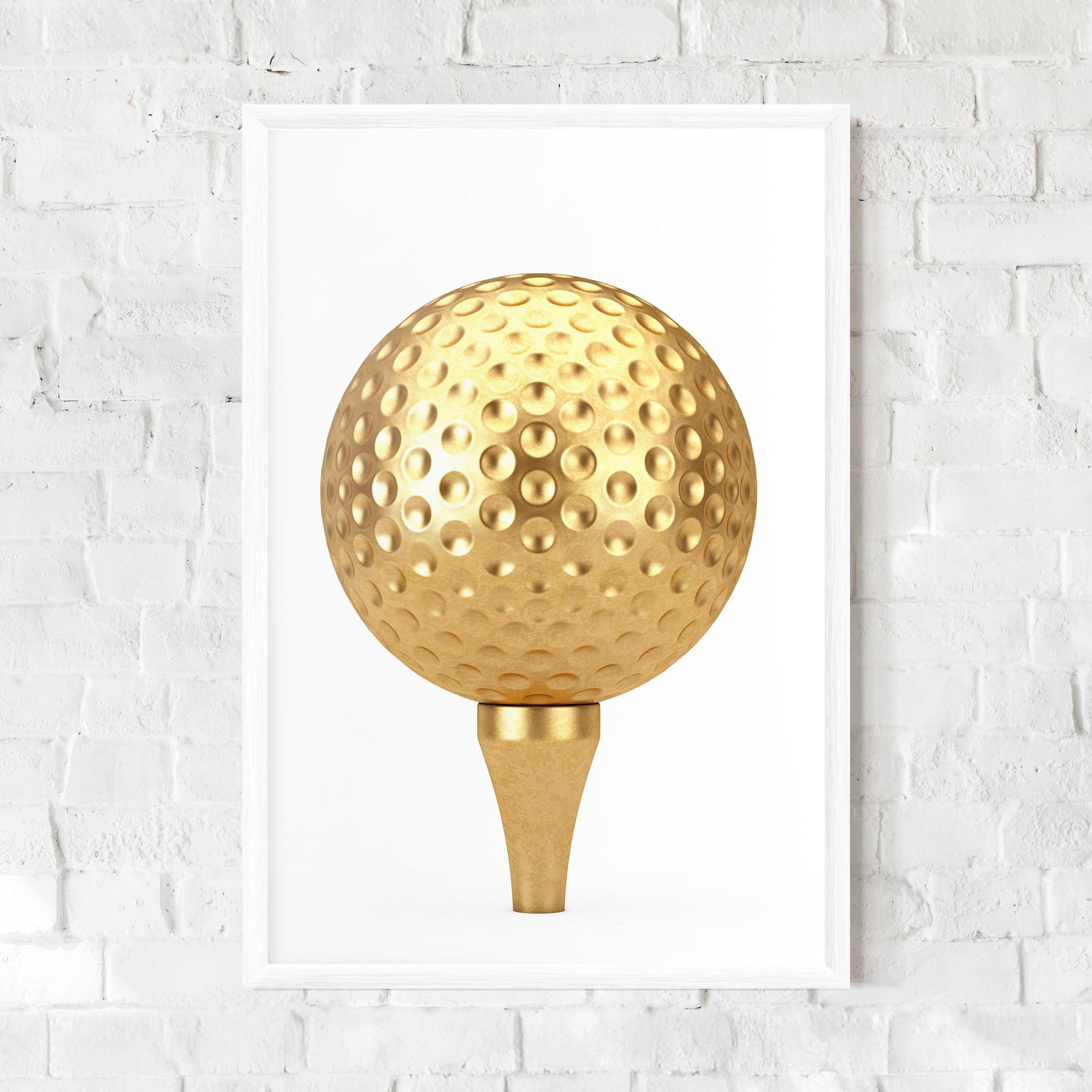 Gerahmte Poster Golden Golf Ball mockup 0