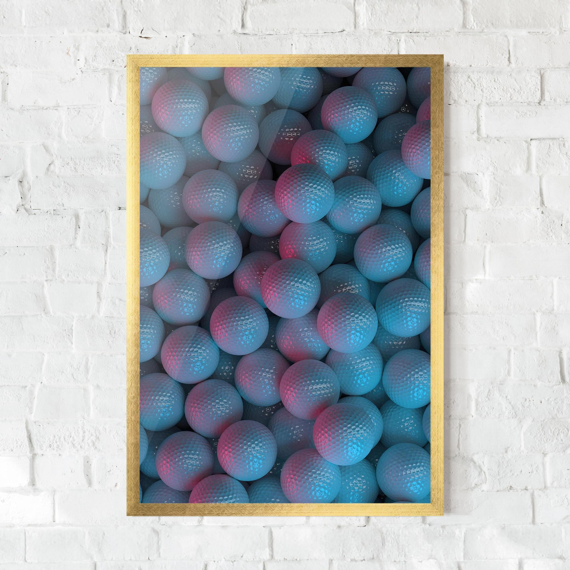 Gerahmte Poster Blue Light Golf Ball mockup 0