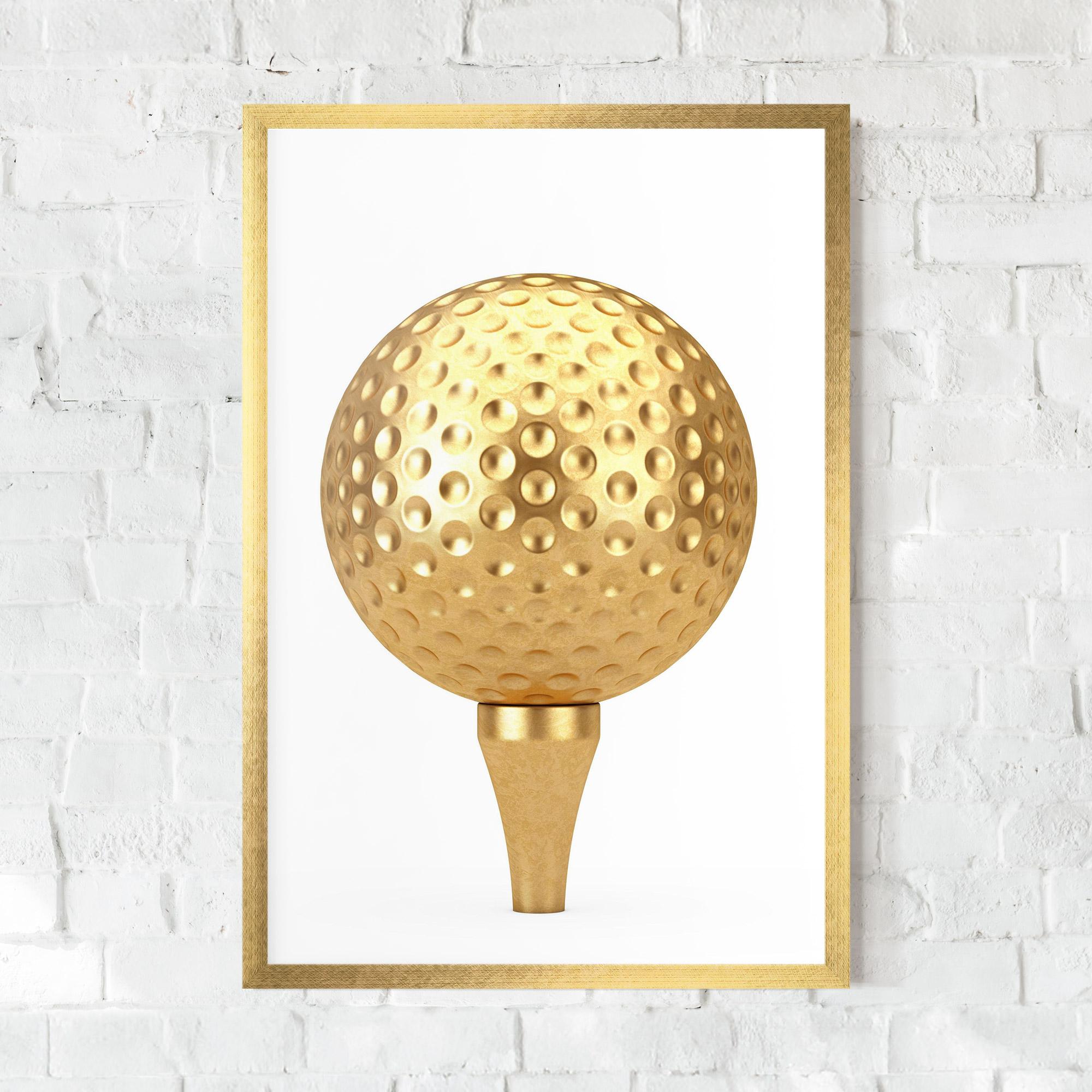 Gerahmte Poster Golden Golf Ball mockup 0