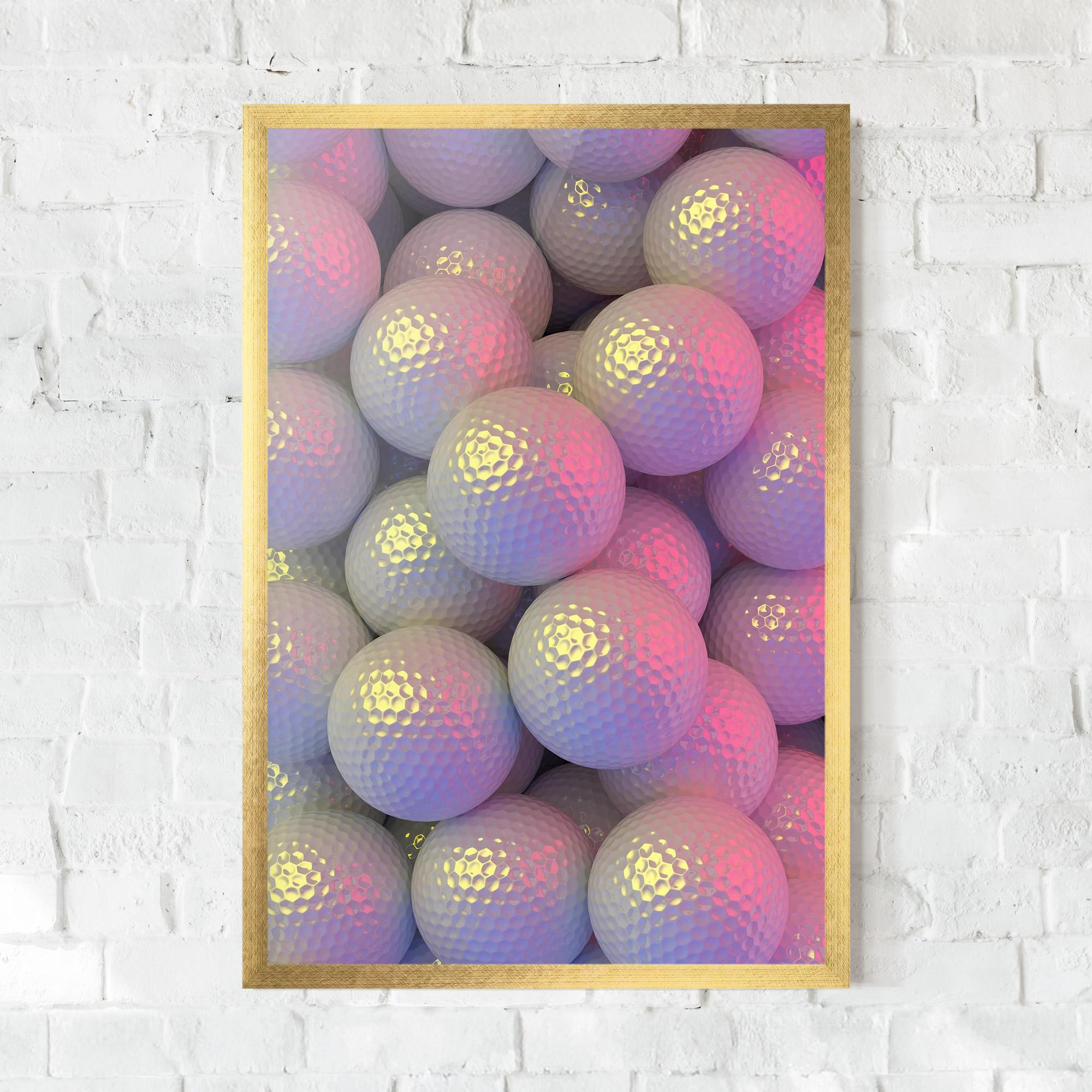 Gerahmte Poster Purple Light Golf Ball mockup 0