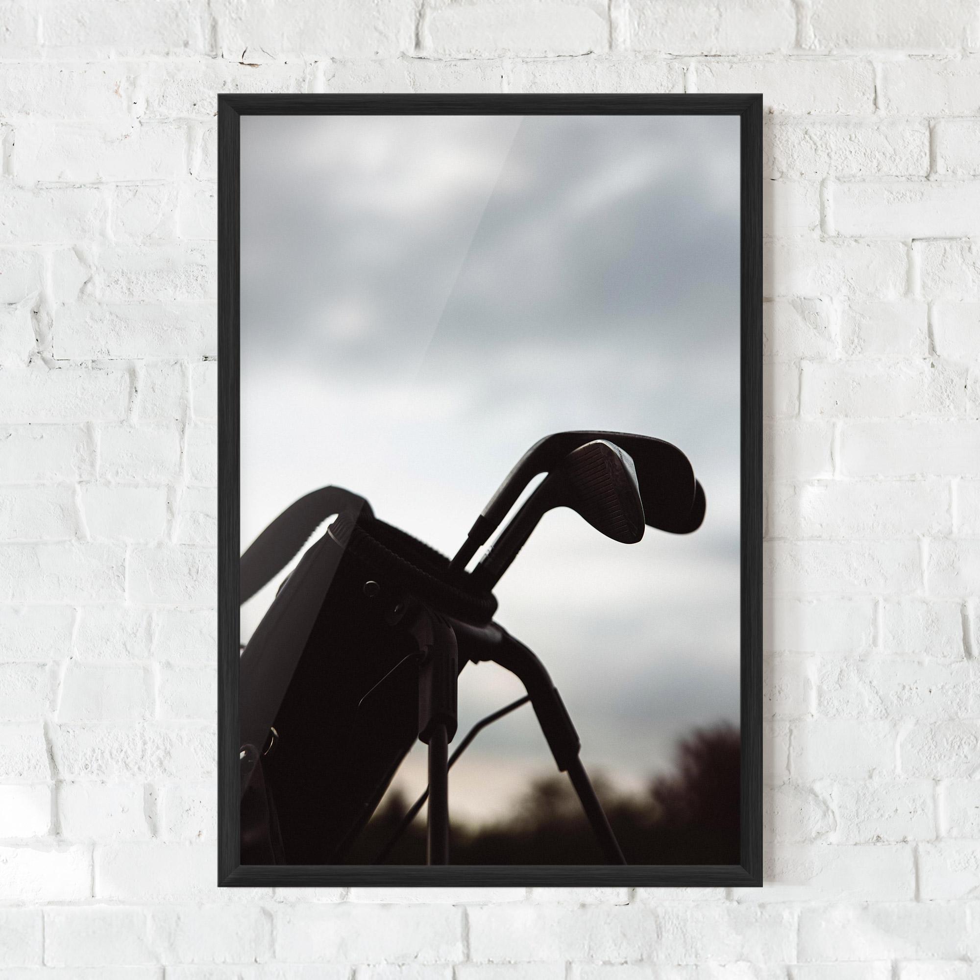 Gerahmte Poster Golf Set Shilouette mockup 0