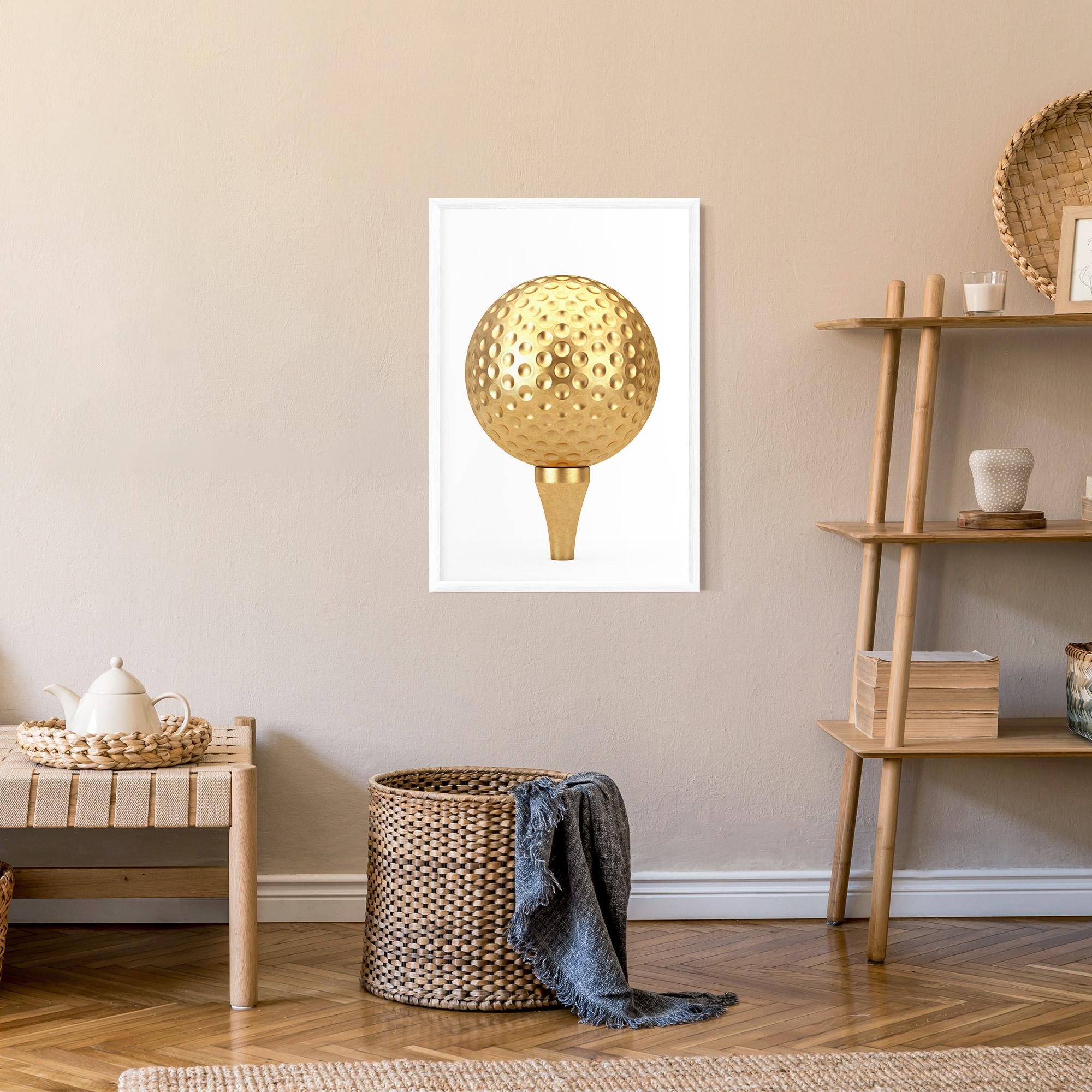 Gerahmte Poster Golden Golf Ball mockup 9