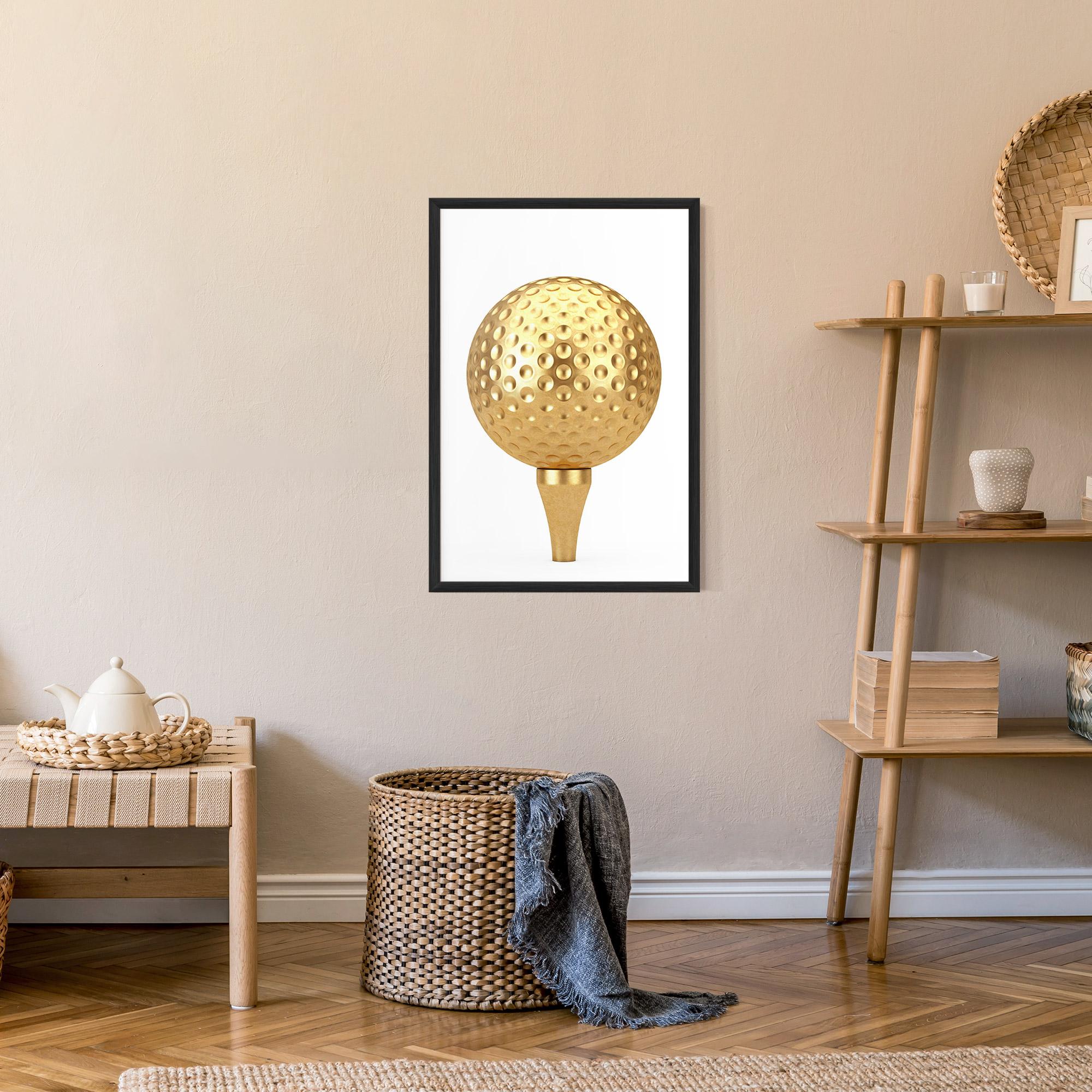 Gerahmte Poster Golden Golf Ball mockup 9