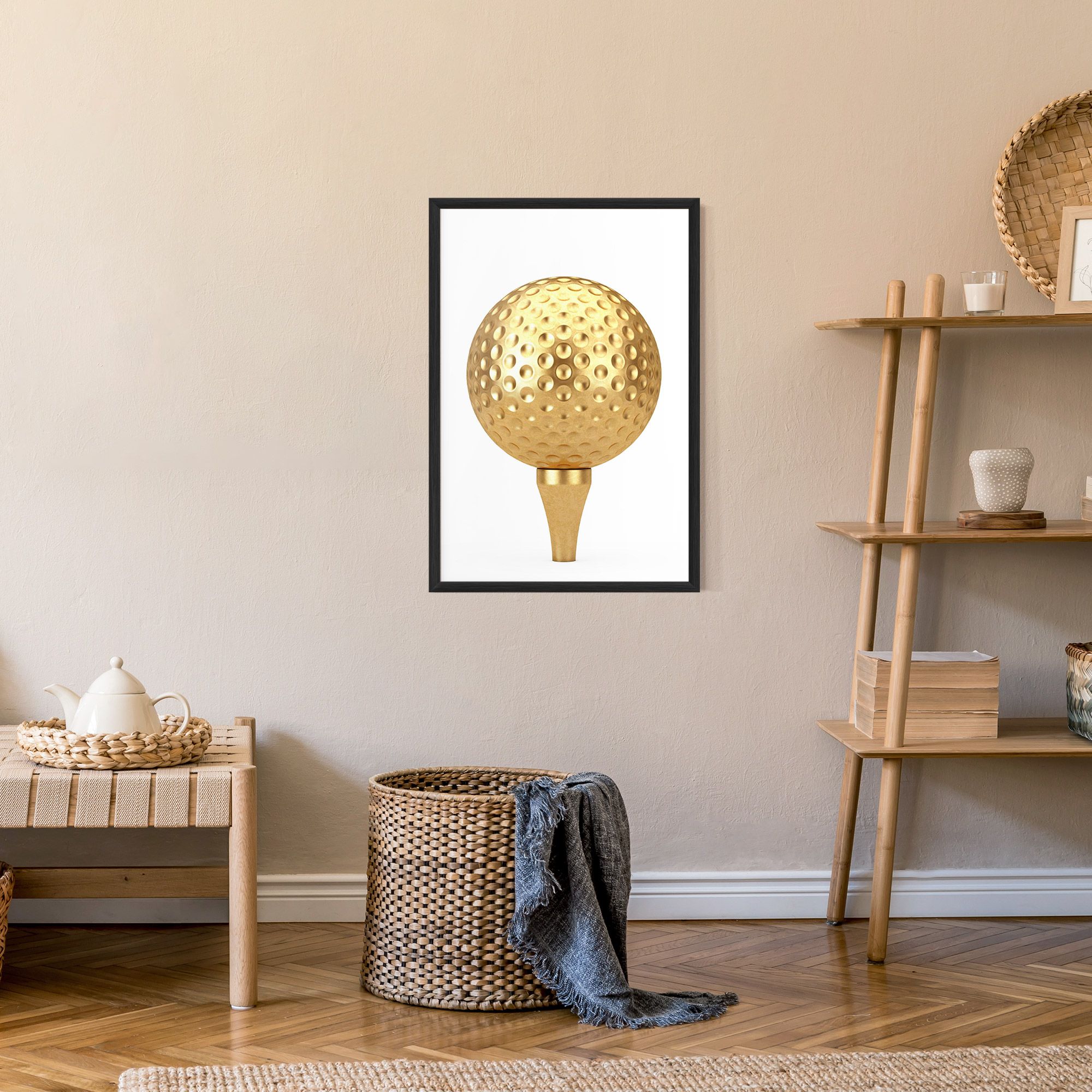 Golden Golf Ball mockup 9