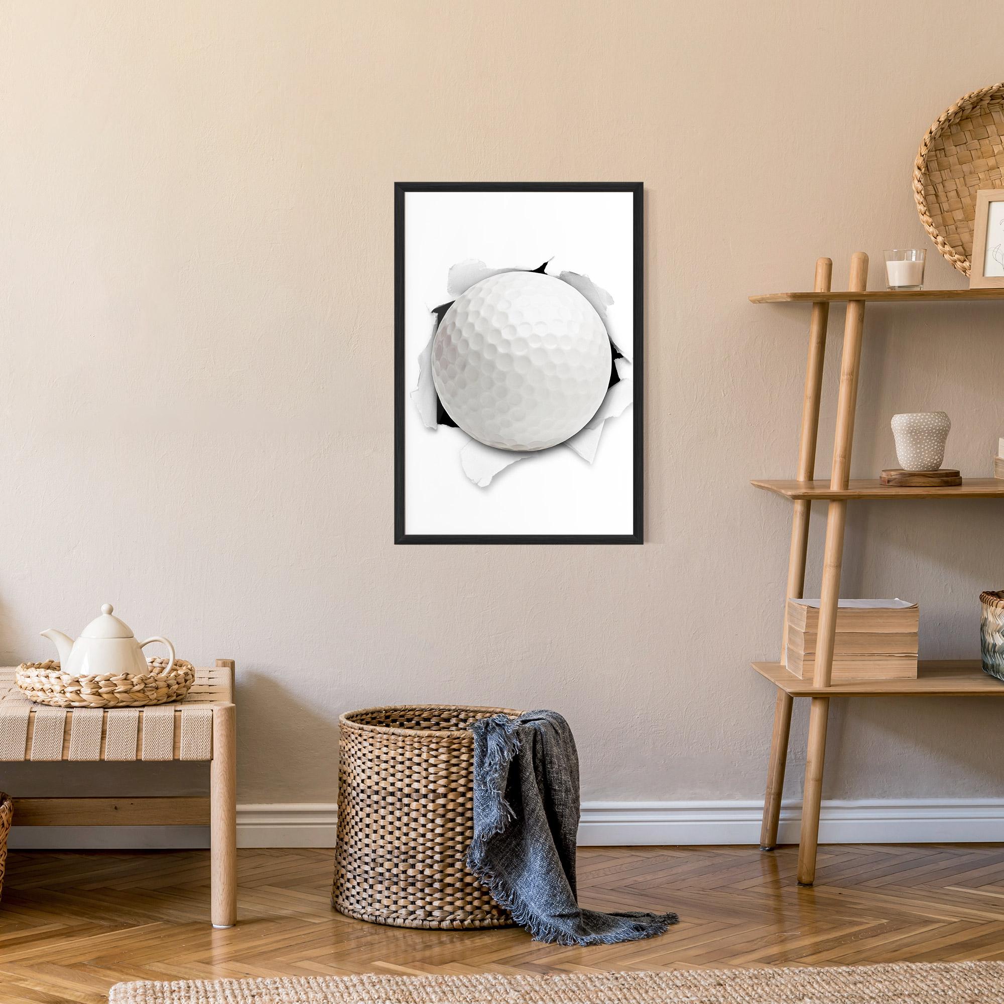 Gerahmte Poster Golf Ball Bursting Hole mockup 9